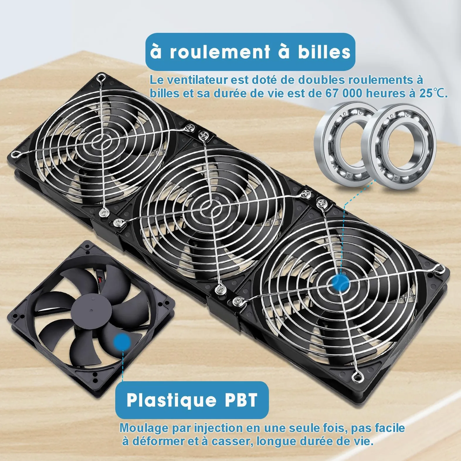GDSTIME 3x 120mm Ventilateur 220V 360mm Fan à roulement à billes Réglable | Ventilateur pc 360mm 220v fan 3x 120mm Ventilateur pc 230v Contrôleur de Vitesse Réglable pour Meuble Serveur Convertisseur