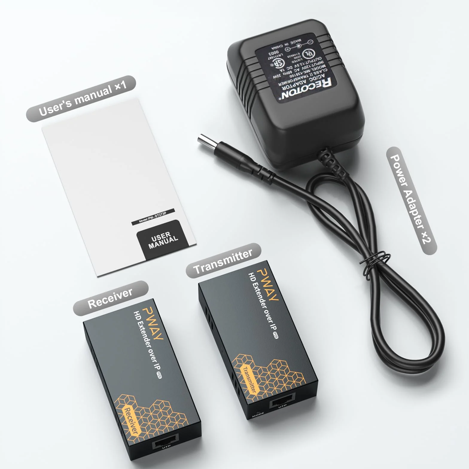 DT237P HDMI Extender sur IP 120m RJ45 Cat5e/6/7 Full HD 1080P@60Hz POE