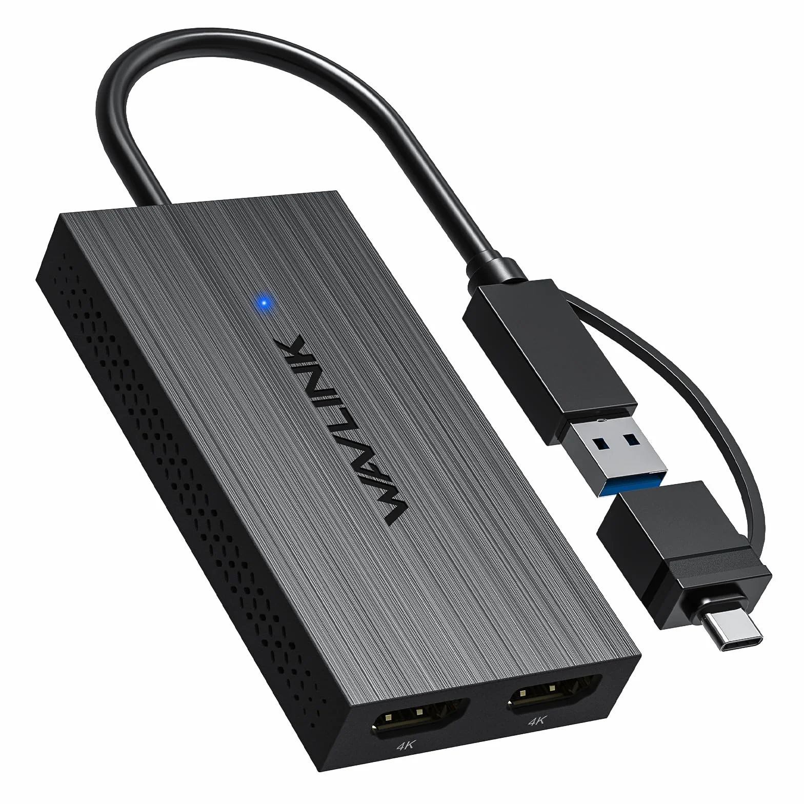 WAVLINK Adaptateur USB 3.1/USB C vers HDMI Double, DisplayLink Dual 4K@60Hz Monitor Hub