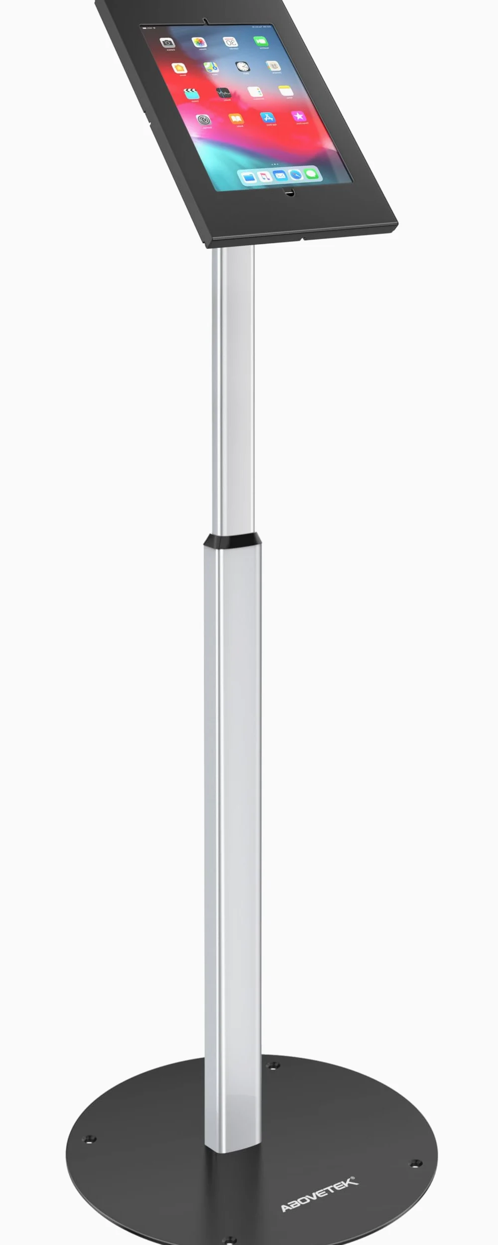 AboveTEK Support de Sol Antivol pour iPad, Sécurité Robuste pour Tablette PDV sur Pied, Réglable en Hauteur avec Mécanisme de Verrouillage pour iPad Air/Pro