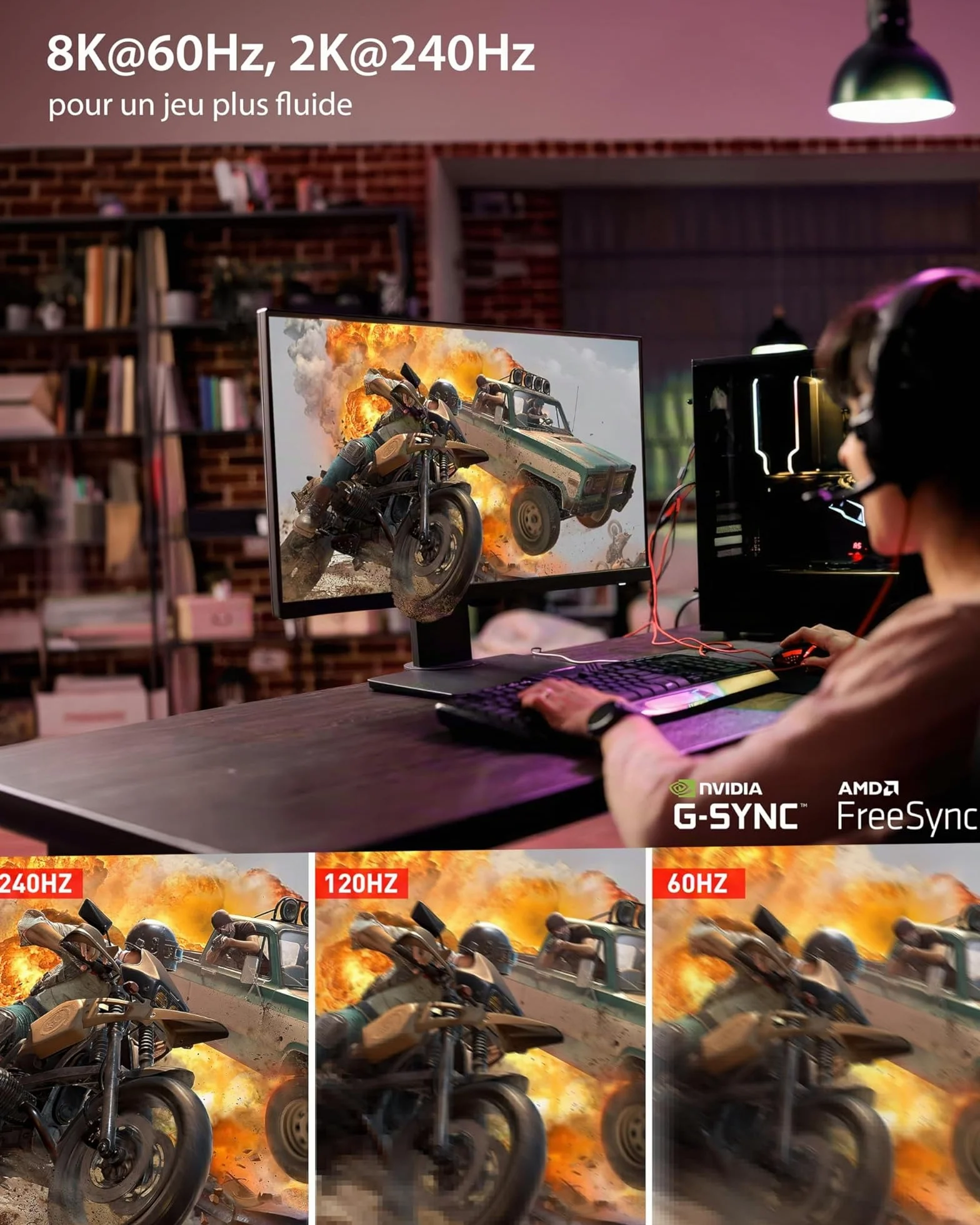 Câble DisplayPort 1.4 2M 8K HDR10 FreeSync G-Sync
