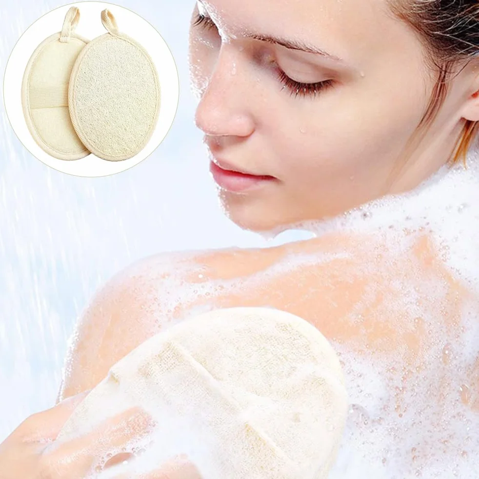 Éponges en Luffa Naturel Lavables, Gants de Gommage Reutilisables, Éponge Exfoliante pour Visage Corps Bain