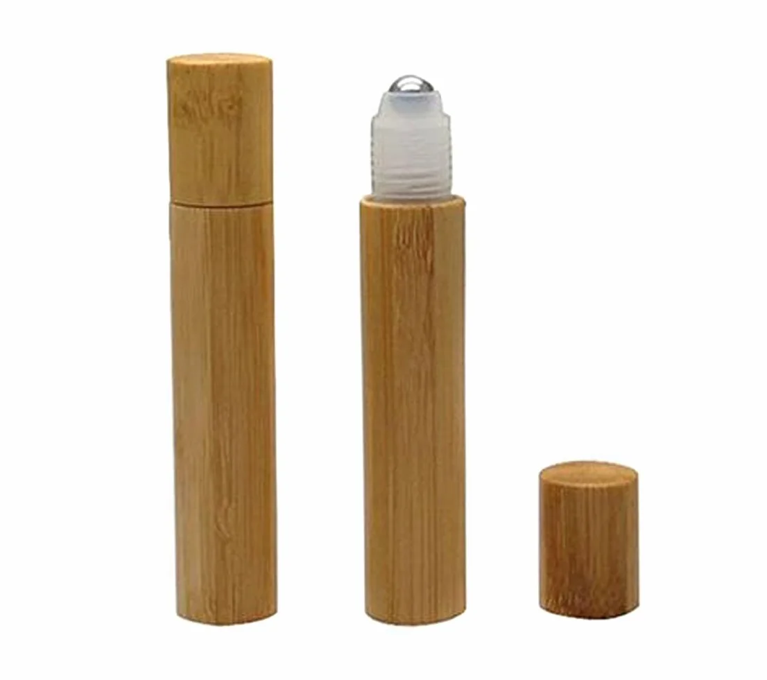 Ericotry Lot de 2 flacons vides en bambou 15 ml bille acier inoxydable huiles essentielles