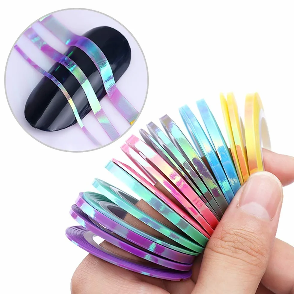 Nail Art Autocollant 6 Rouleaux DIY Manucure Rayures Bandes Ligne Stickers Décoration