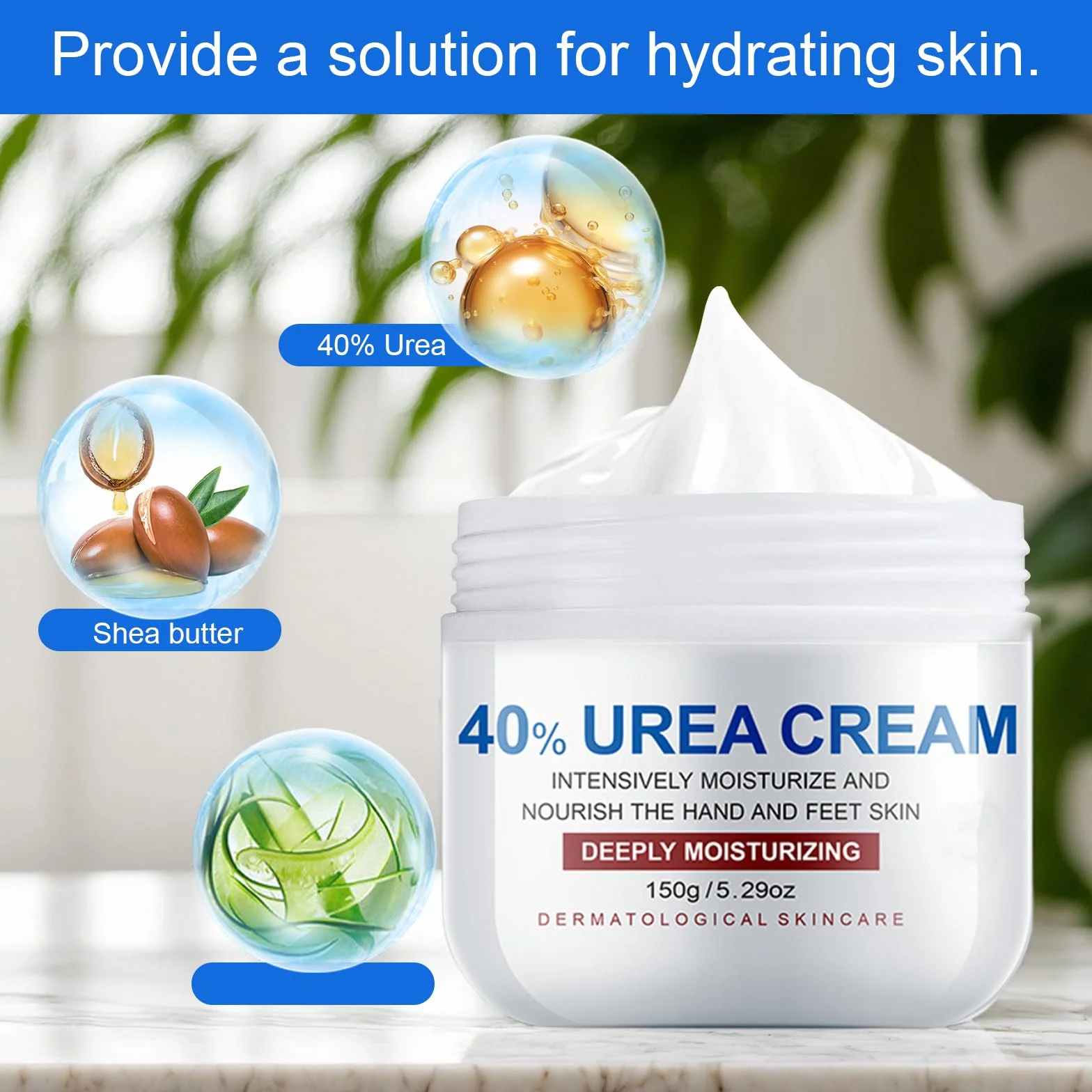 Crème à l'Urée 40% pour Pieds Très Secs et Abîmés, Hydratante et Cicatrisante, 150g