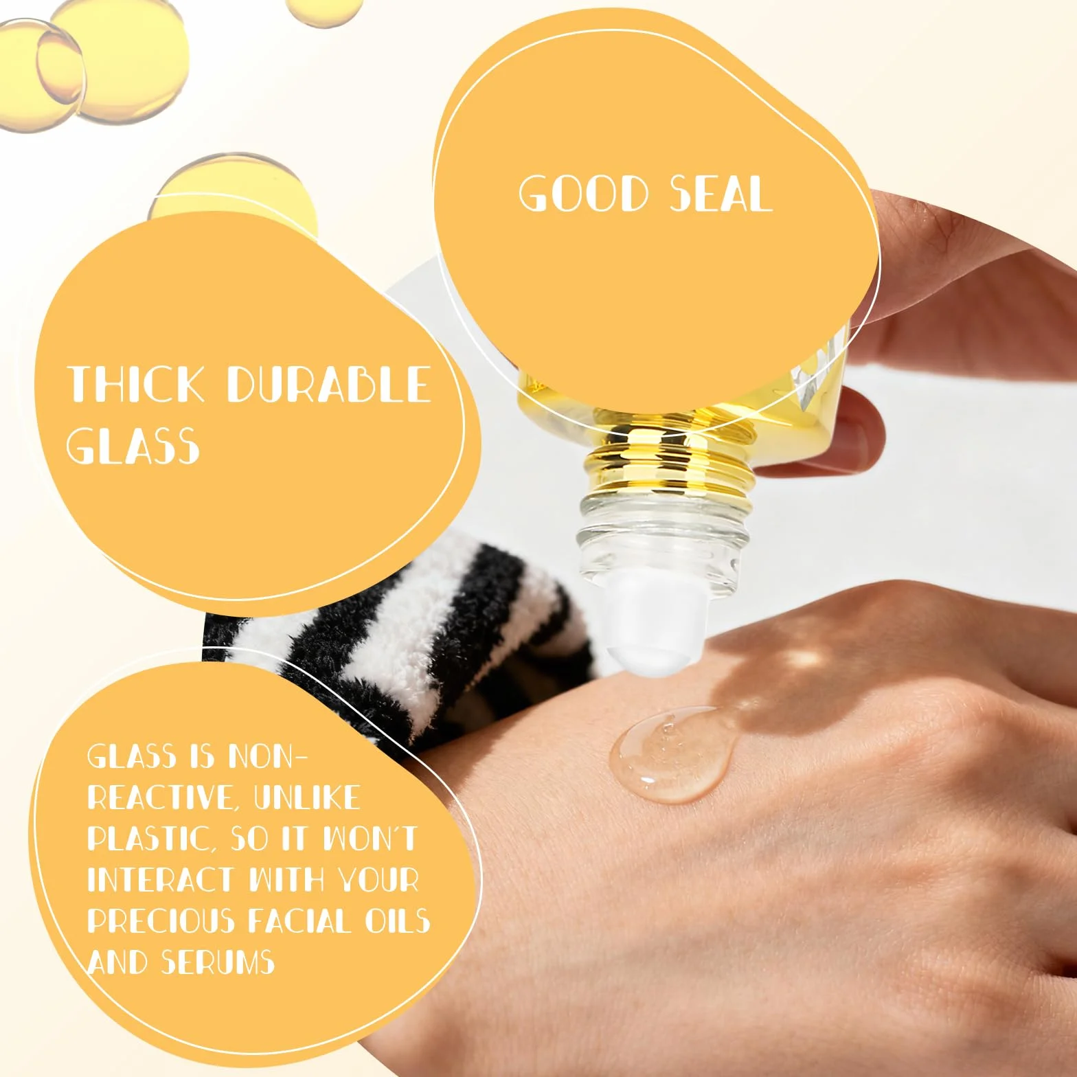 Flacon Roll on Huiles Essentielles Vide 6ml, Bouteilles Rouleaux Verre Bille Acier Inoxydable pour Huiles, Parfum, Cosmétiques