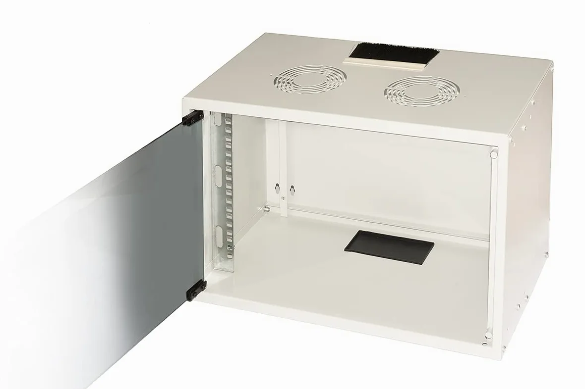 Link LK1907U30E Armoire Rack 19" DISSEMBLÉ 6 UNITÉ Mur pour RÉSEAUX (A) 370 X (L) 540 X (P) 300 mm, Gris, Porte Verre