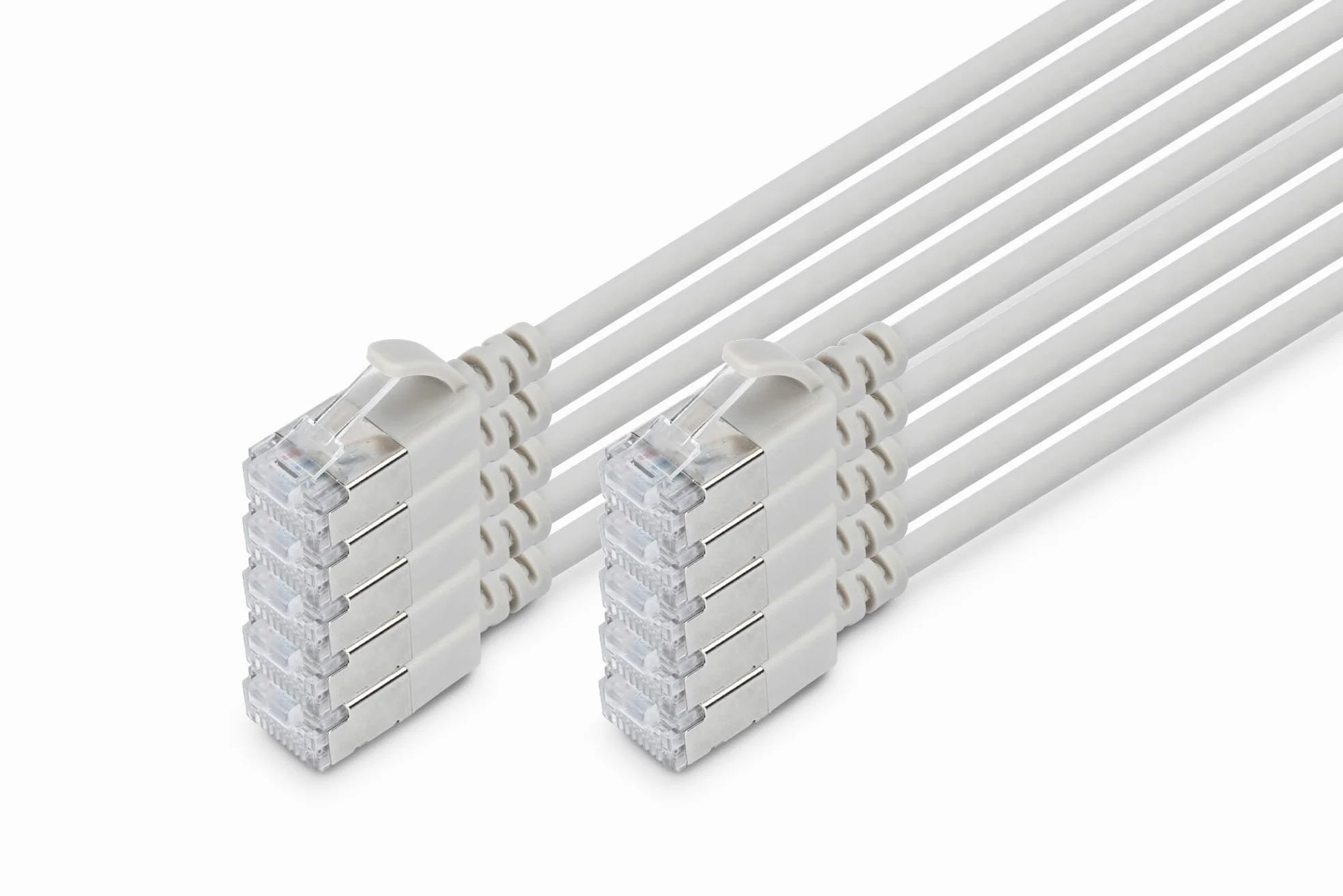 DIGITUS Câble LAN Cat 6A – 5 m – 10 pièces – Slim – F/FTP – Gris | 10 Gbit/s – Blindé – PoE+ – AWG 32/7 – LSZH – Câble réseau RJ45 – Compatible Cat 6 et Cat 7