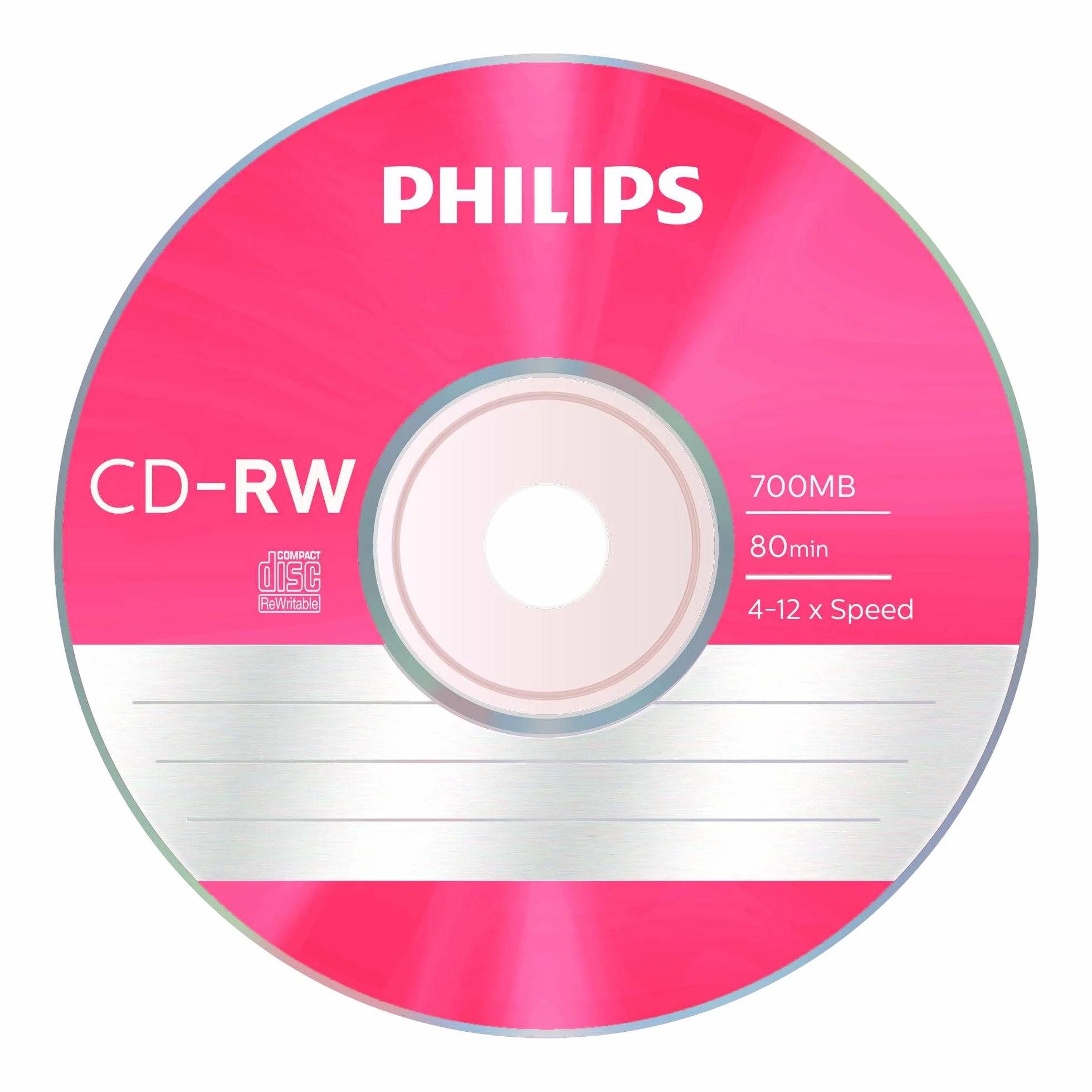 Philips CD-RW 700MB 80min 4-12x Speed 5 pièces Colored Slim Case