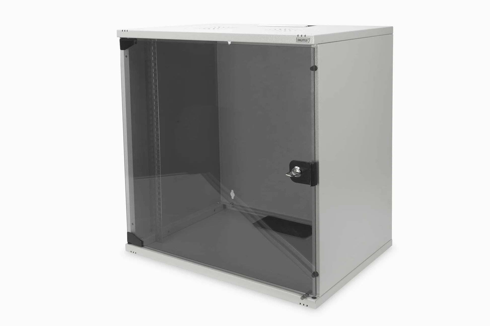 DIGITUS Set: Armoire réseau 19" 12U + Ventilateur de Toit + Bloc multiprise 7 Ports // Rack 19 Pouces - Non monté - Montage Mural - Charge 60 kg - Profondeur utile 170-270 mm - Gris