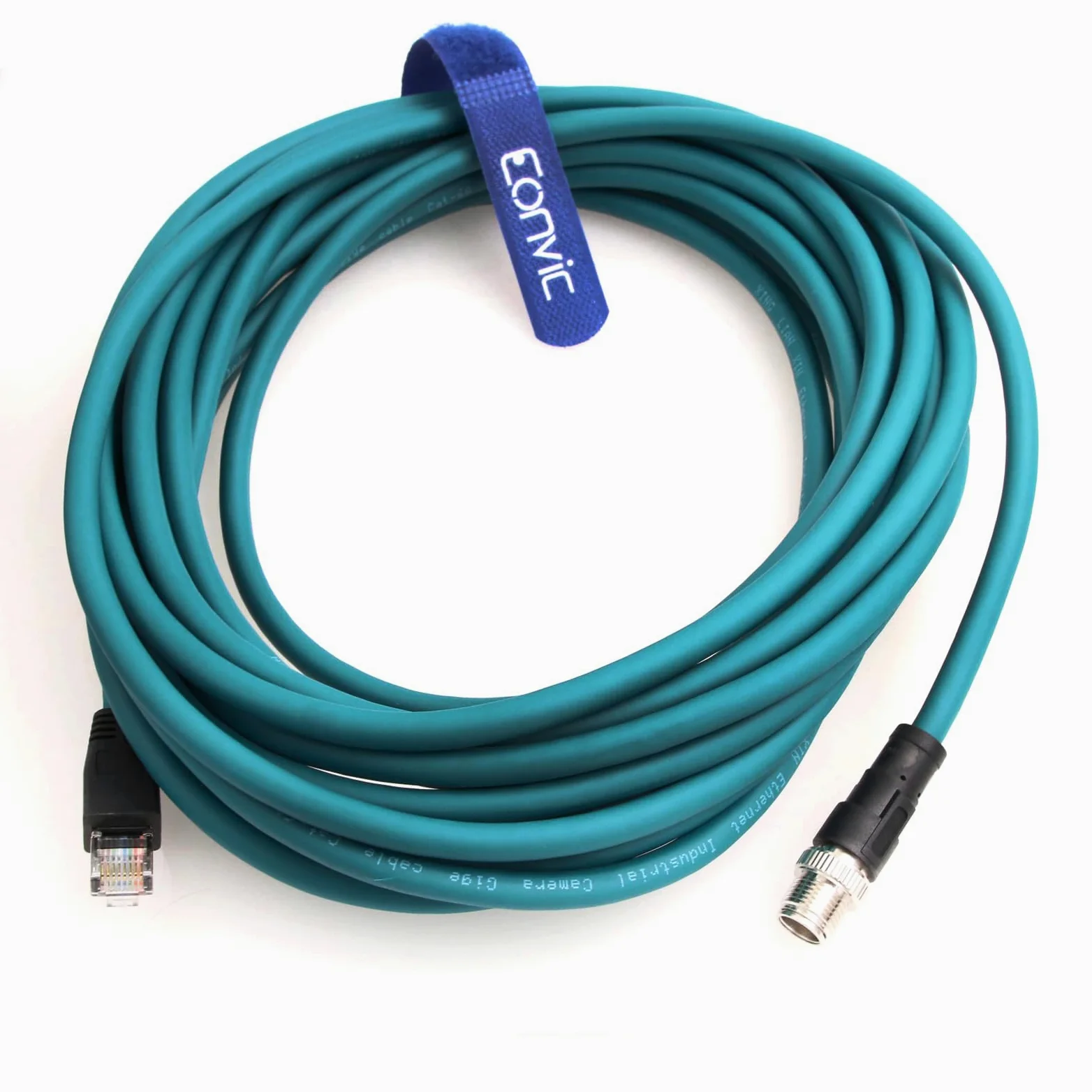 Cognex Câble Ethernet M12 type X mâle 8 broches vers RJ45 Cat-7e High Flex pour caméra industrielle Bleu 10 m
