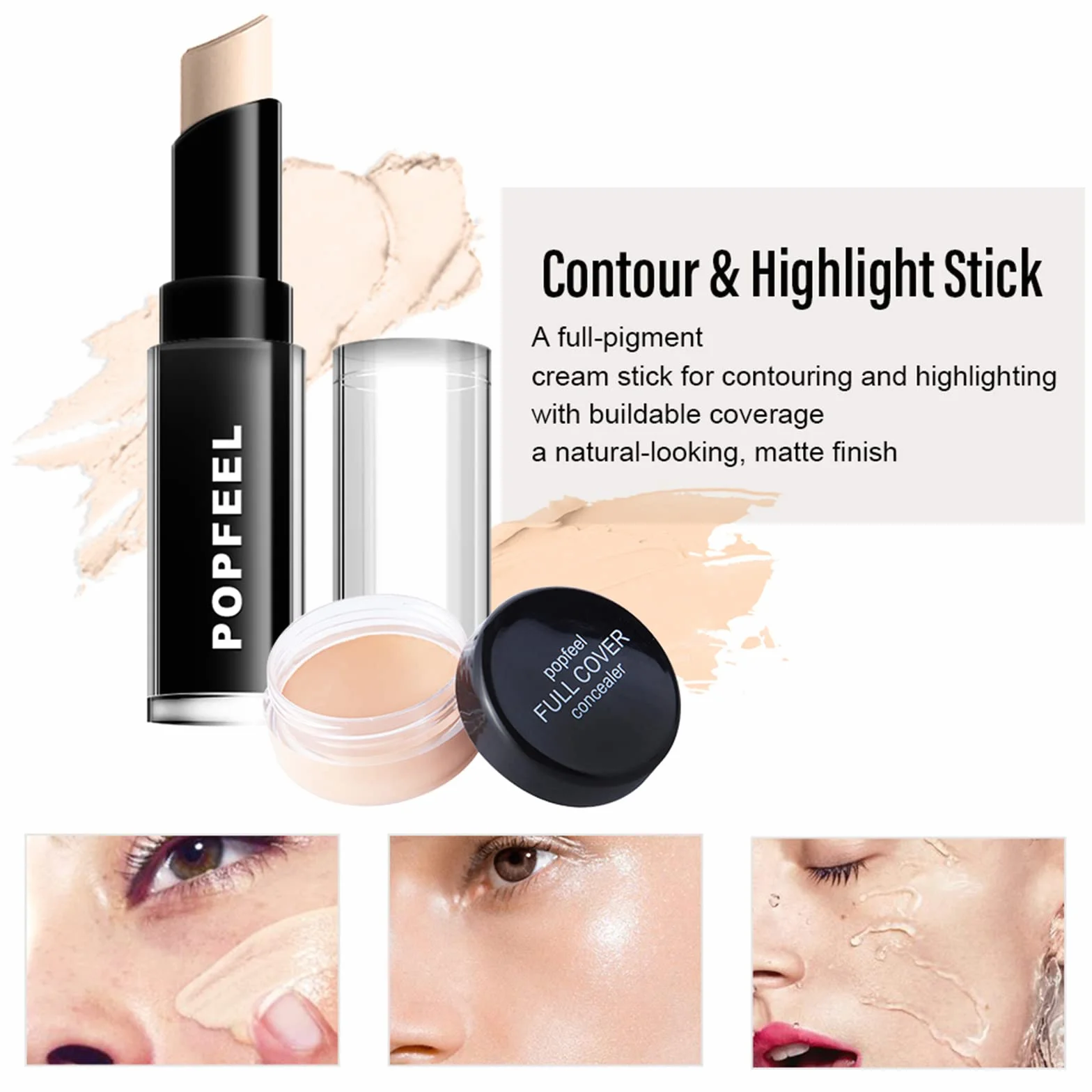 Kit tout-en-un maquillage 8 pièces avec fard paupières, brillant lèvres et pinceaux correcteur