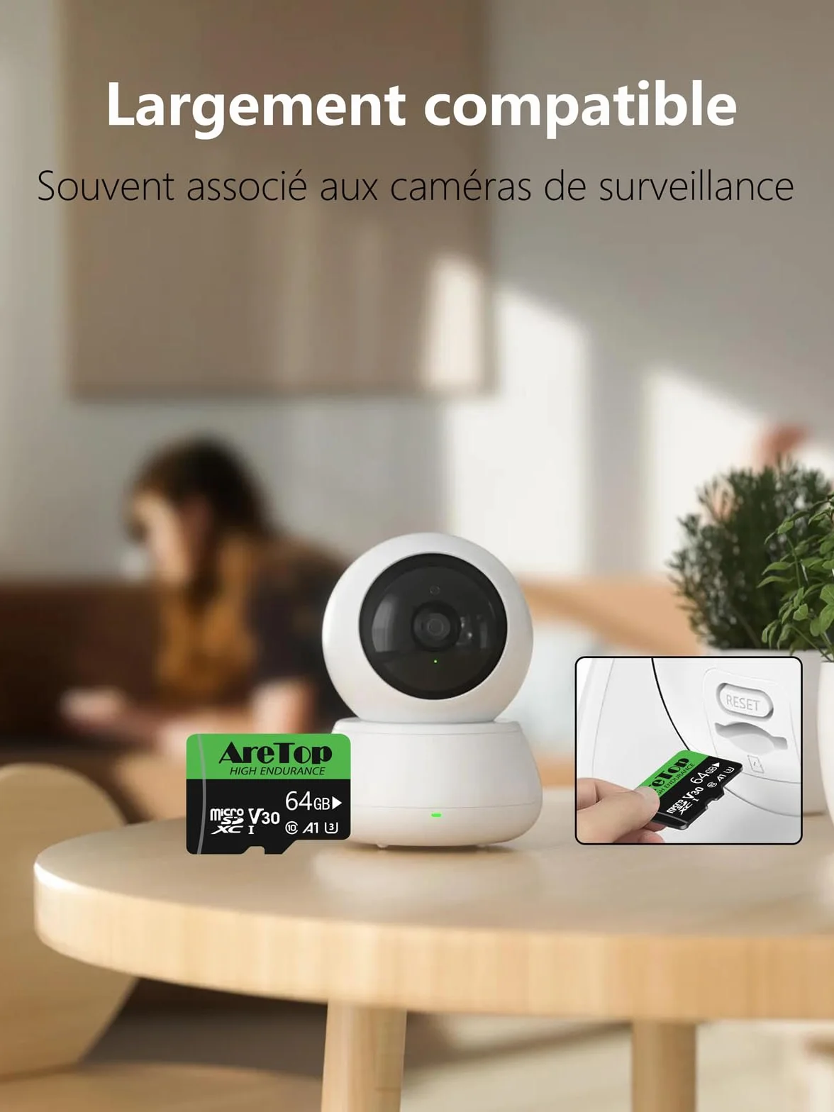 AreTop Carte Micro SD 64Go SDXC U3 V30 C10 A1 UHS-I Carte Mémoire avec Adaptateur