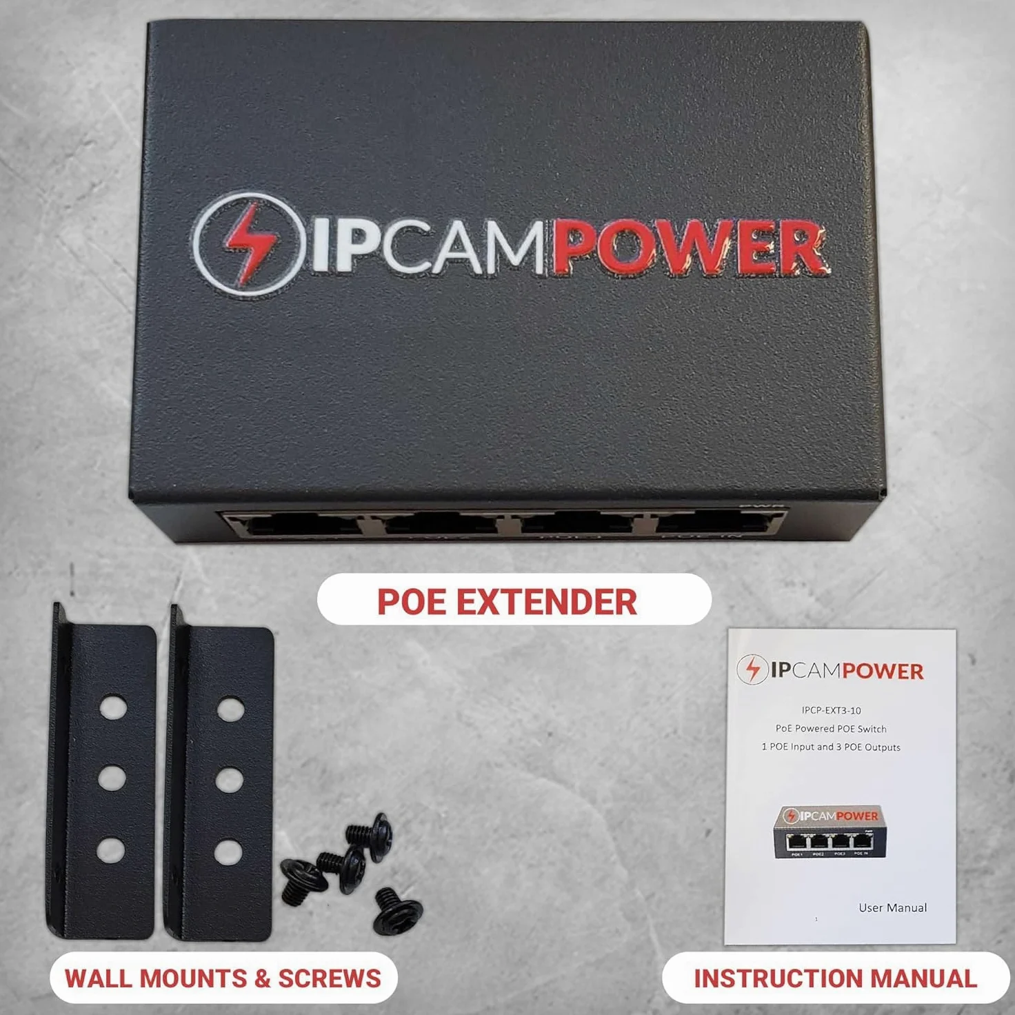 Commutateur 3 ports et câble réseau Cat5 Cat6 Midspan Répéteur de portée pour caméras IP Gigabit 10/100/1000