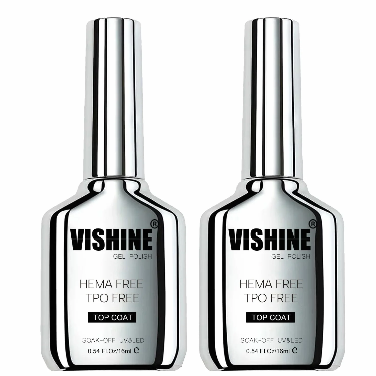 Vishine Top Coat Gel 16ml Lot de 2 – Vernis à Ongles Semi-Permanents Ultra Brillant Longue Tenue
