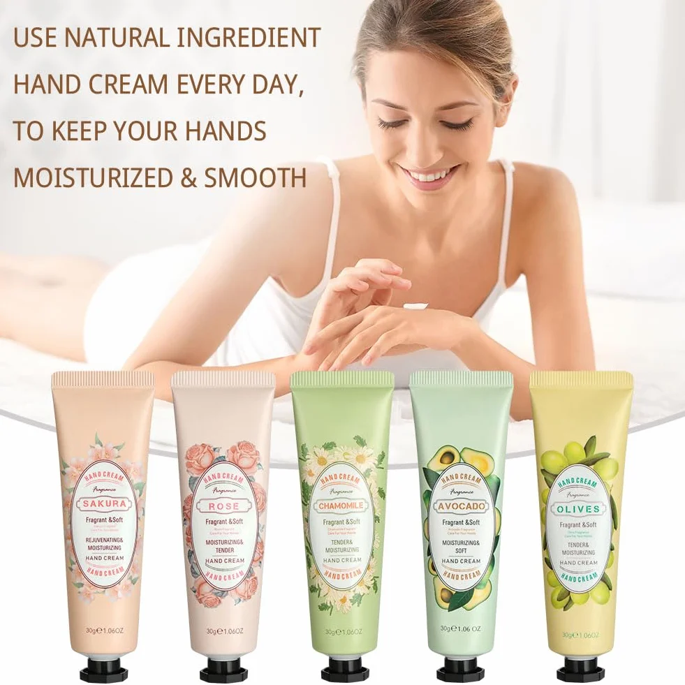 LOPHE Mini Crèmes pour les Mains 5 Pcs Ensemble Crème Hydratante Réparatrice Mains et Pieds Secs