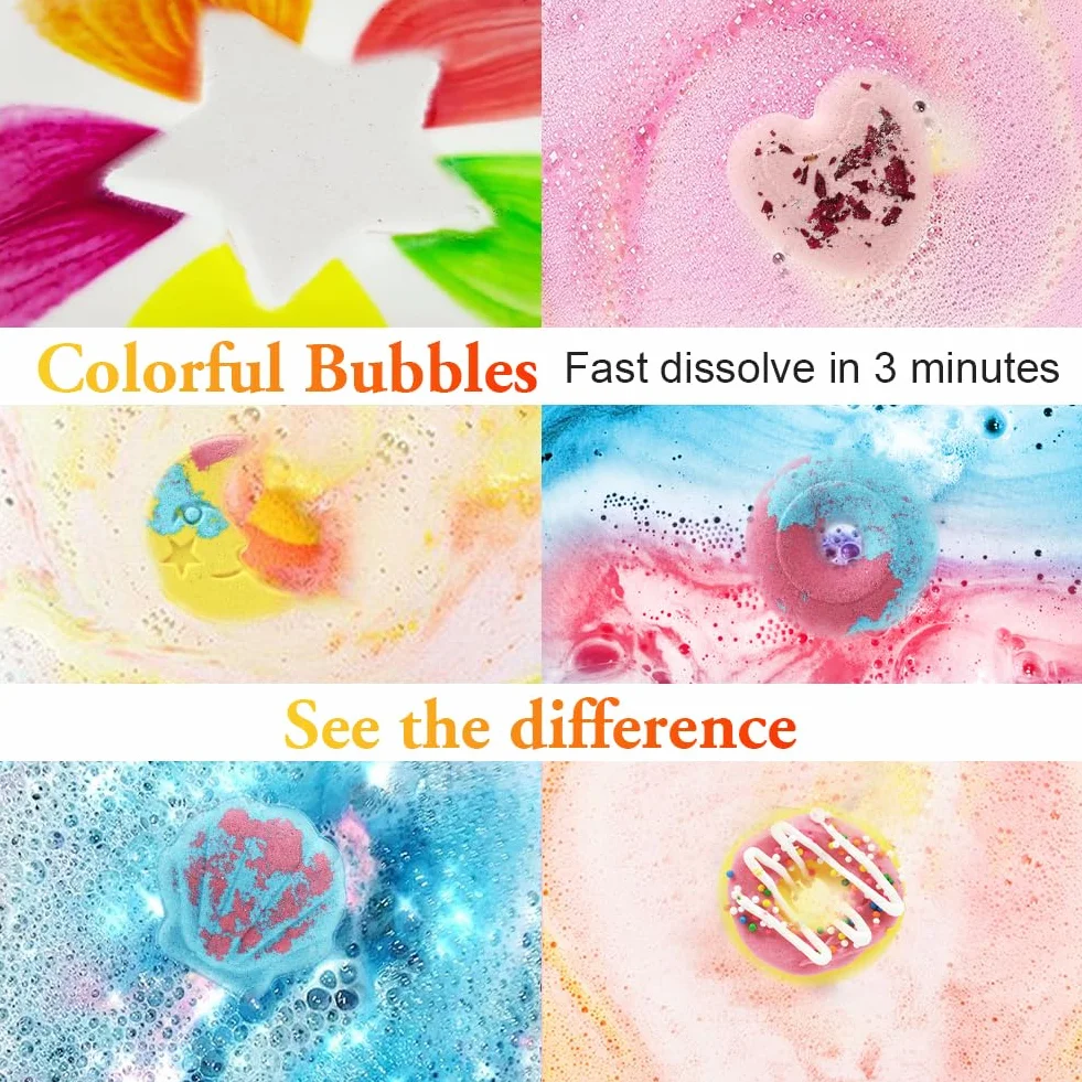 LOPHE Bombes de Bain 6 pcs Coffret Cadeau Boules de Bain Moussant aux Huiles Essentielles Végétalien Sans Cruauté