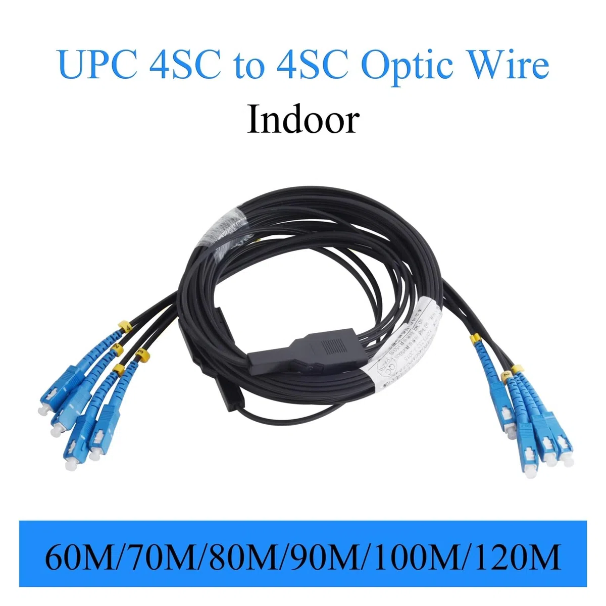 Câble à fibre optique intérieur simplex à 4 cœurs monomode UPC 4 SC à 4 SC 60-120 M(70m)