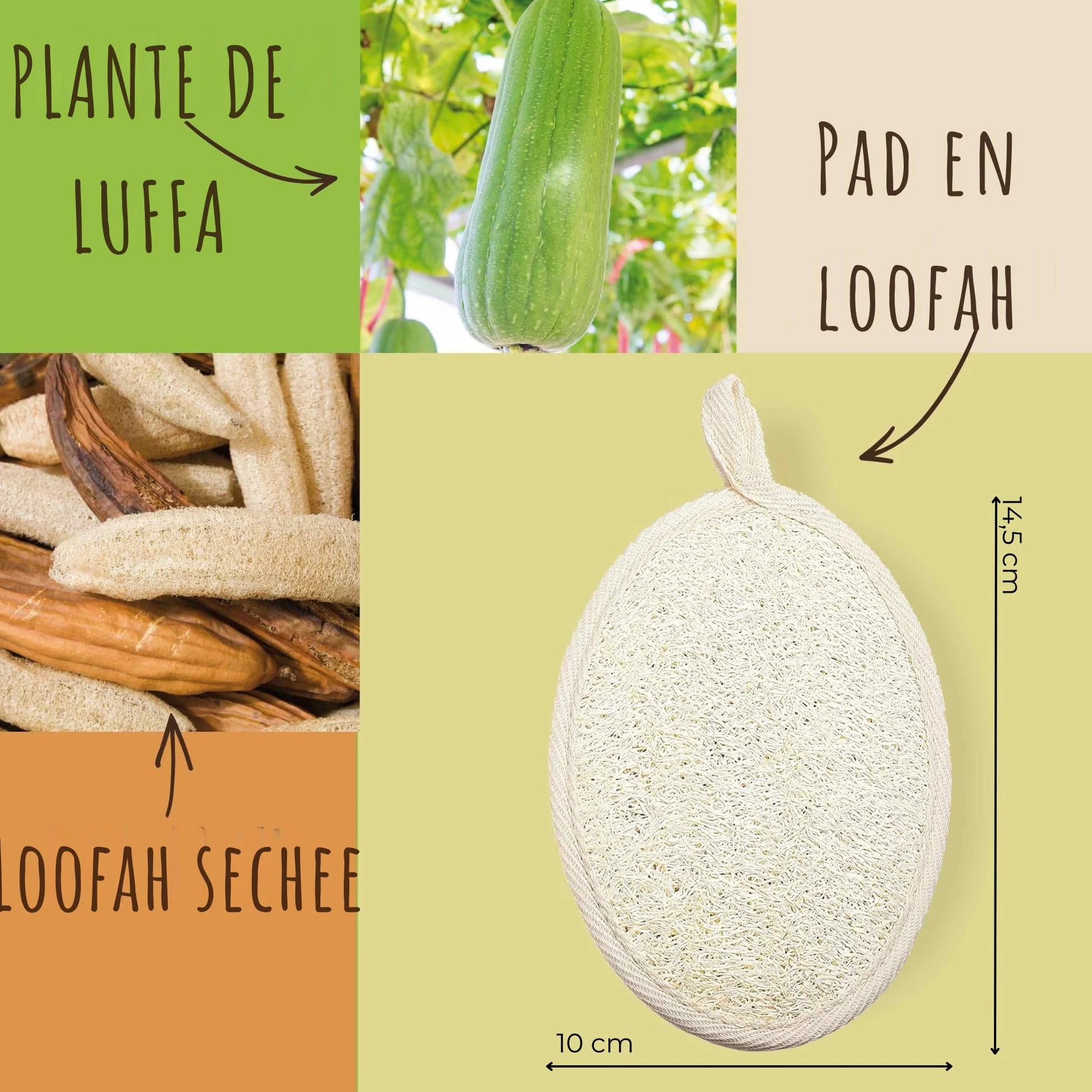 Lot de 3 Gants Exfoliants Naturels Luffa Chanvre Sisal Corps Visage Zéro Déchet