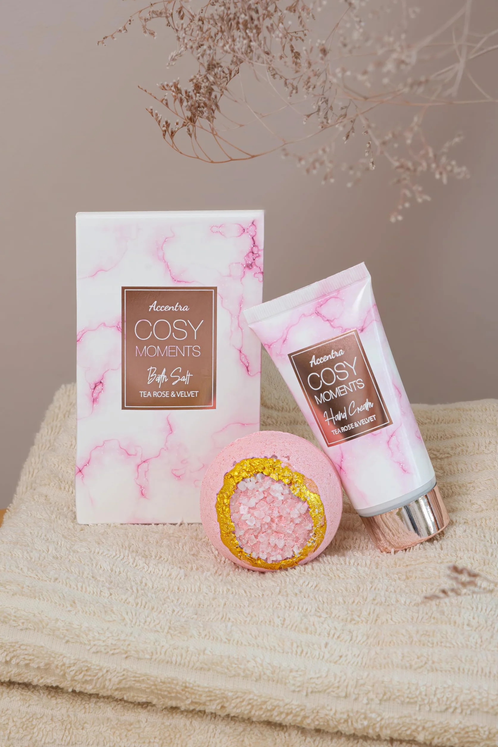 Accentra COSY MOMENTS Set de bain et de douche rose Coffret cadeau bien-être 7 pièces