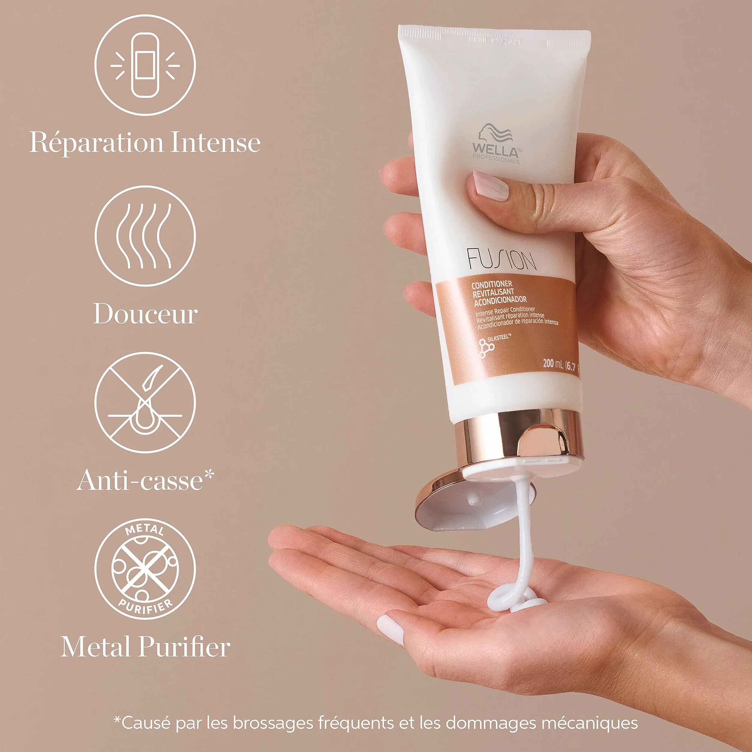Wella Professionals Fusion Après-Shampoing Réparation Intense Démêlant Lissant Cheveux Abîmés 200ml