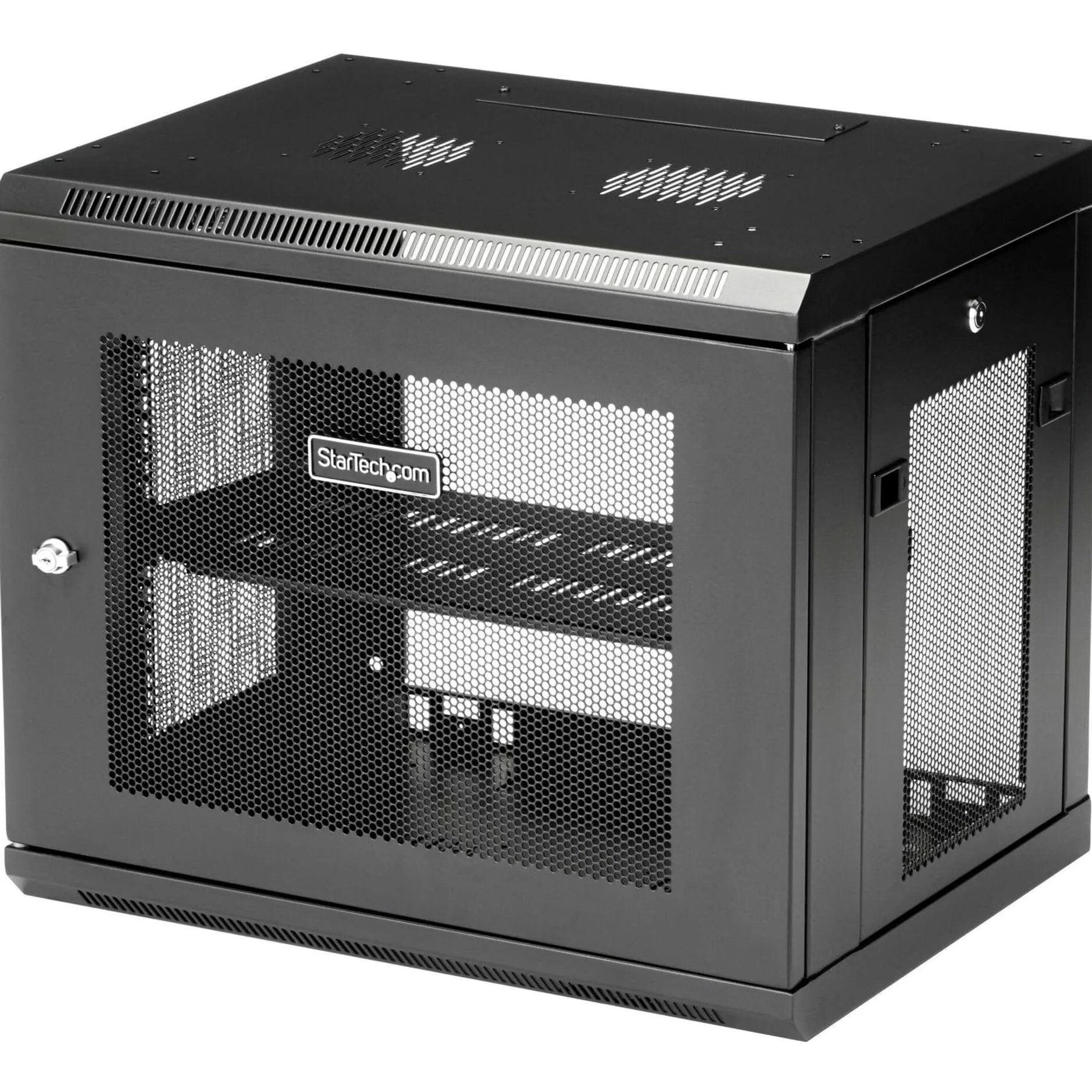 StarTech Armoire Réseau Murale 9U 2 Montants 19", Étagère 1U (RK9WALM) | Baie serveur murale verrouillable, Kit rack 19 pouces, Équipement IT et Data, Acier SPCC, Refroidissement ventilé