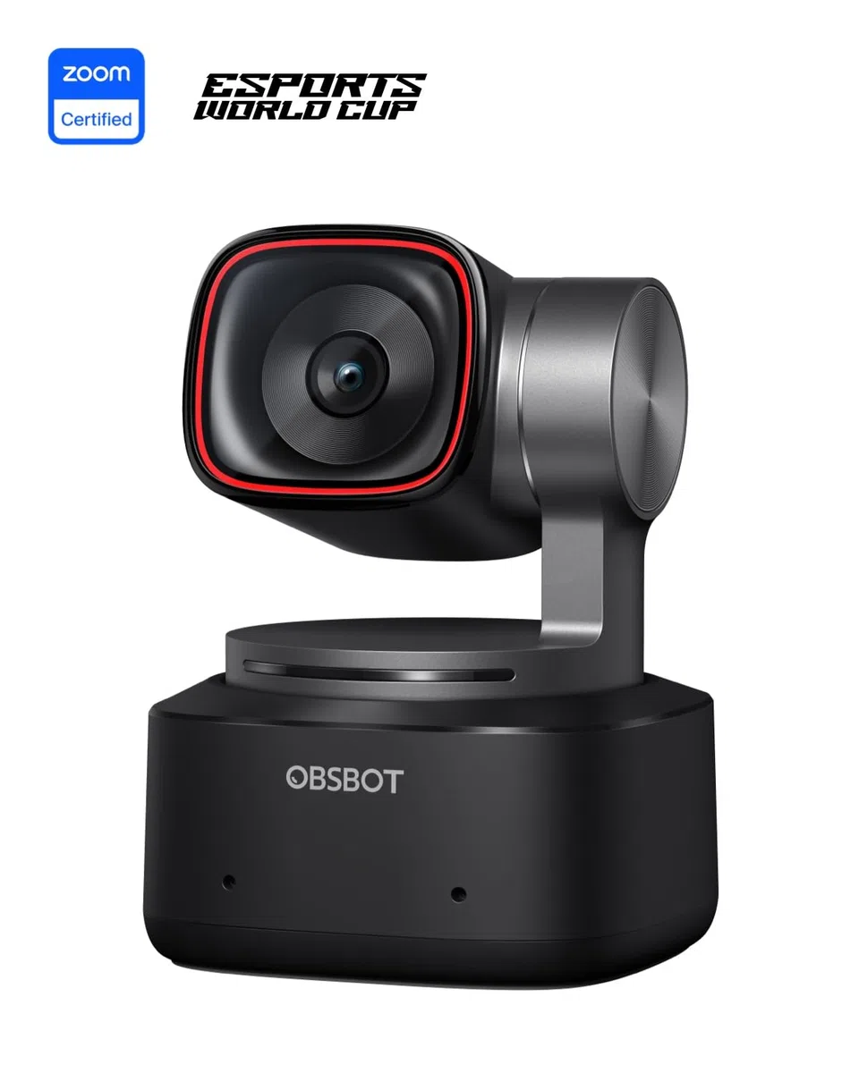 OBSBOT Tiny 2 Webcam 4K Commande Vocale PTZ, Suivi IA Multi-Mode, Autofocus