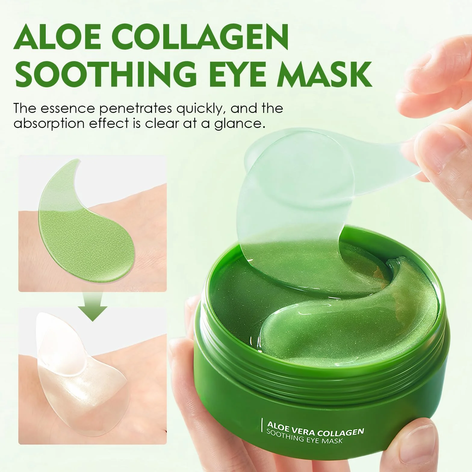 Patchs Yeux Anti Cernes à L’Aloe Vera Et Collagène, Soin Hydratant Réduire Rides Poches Fatigue