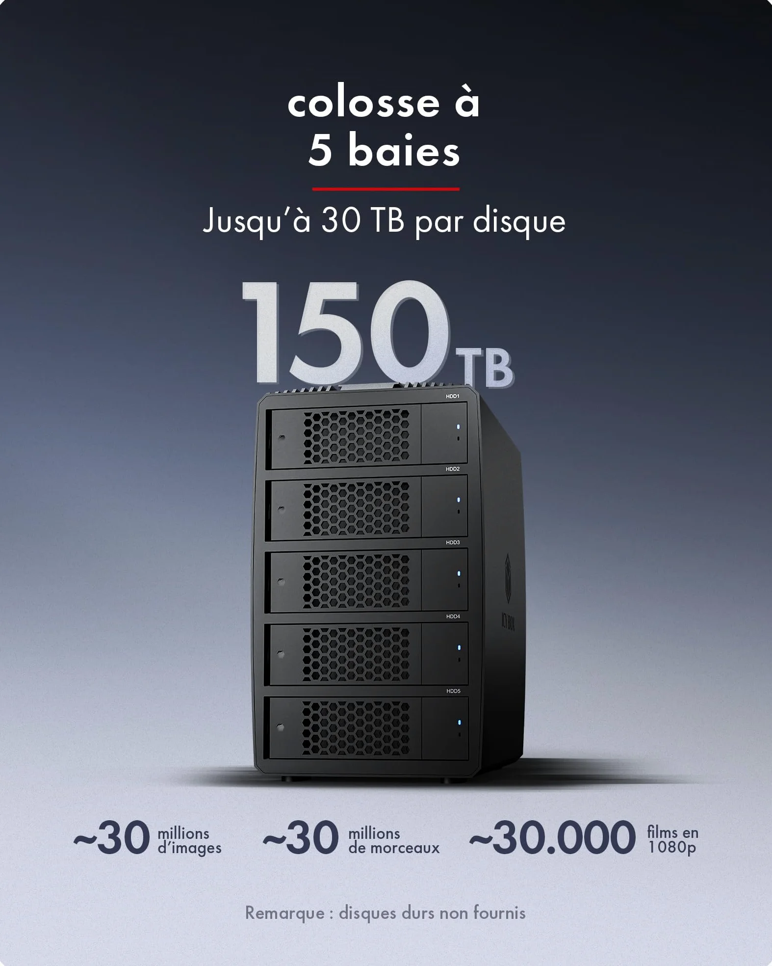 ICY Box Boîtier Raid 5 Baies pour HDD/SSD 2,5"/3,5", Stockage Das USB-C avec USB 3.2 Gen 1 (5 Gbps), HotSwap SATA III Enclosure, Modes 0/1/3/5/LARGE/SINGLE, IB-RD3705-CU3, Heart Raid 3705