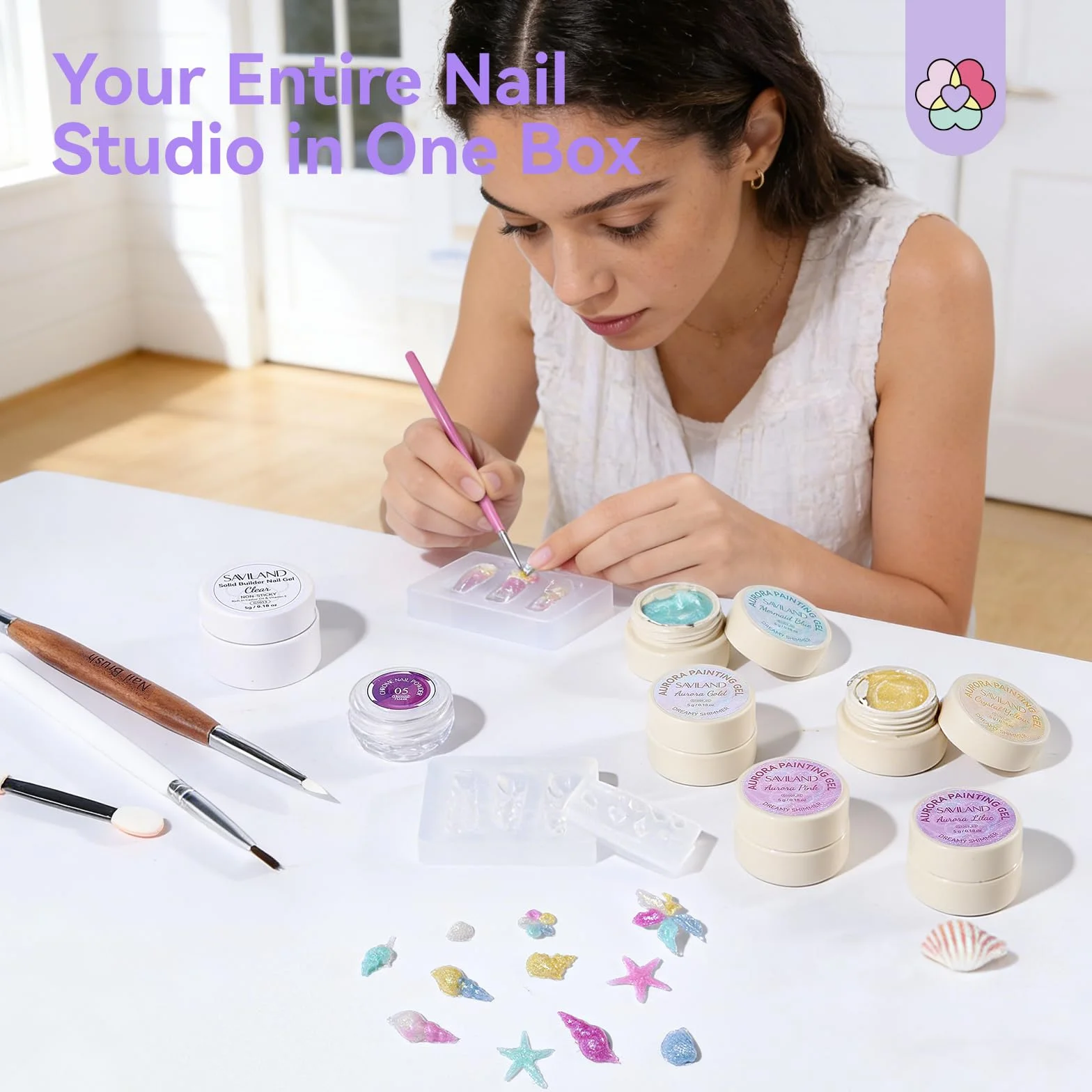 SAVILAND Gel 3D Nail Art 6 Couleurs Vernis UV Ensemble pour Ongles Sculpture Manucure DIY