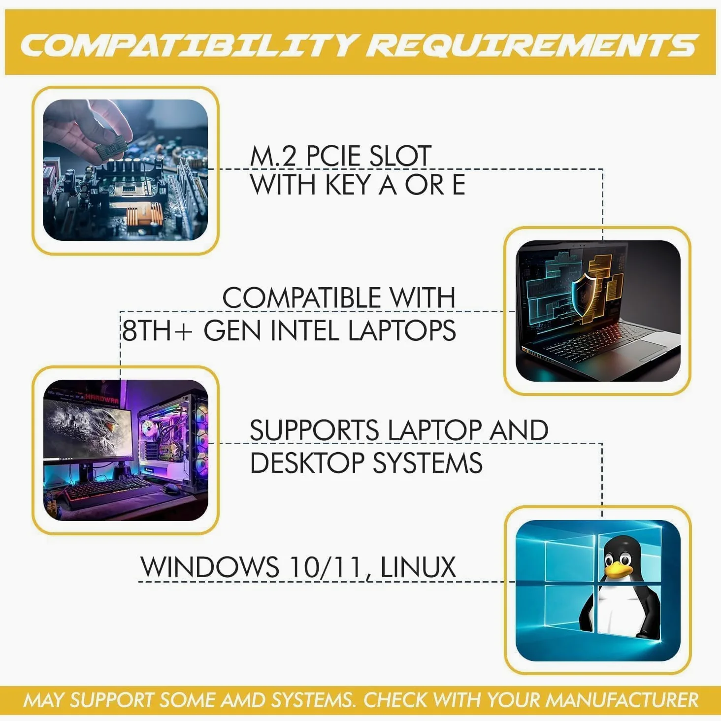 AX1650x Killer Series WiFi 6 Upgrade | Gaming WiFi Adapter | M.2 WiFi Card for PC | 2.4 Gbps WiFi for PC | Supports Bluetooth 5.2 & Intel, AMD, Windows 10+, Linux (AX1650x)