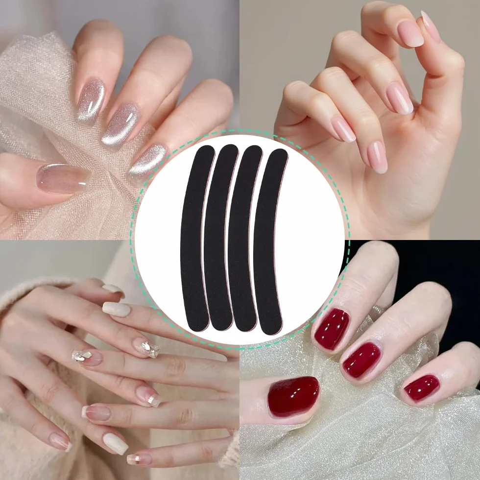 Limes à Ongles Professionnelles 4 Pcs Incurvé Banane Double Face