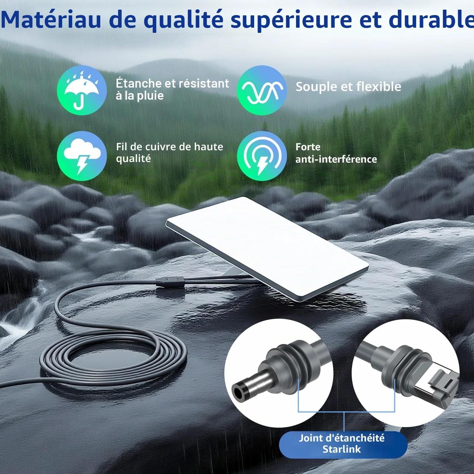Starlink Mini câble d'alimentation 3 en 1 DC/RJ45 vers DC/RJ45 avec adaptateur DC vers USB C, rallonge étanche Starlink Mini cable d'alimentation
