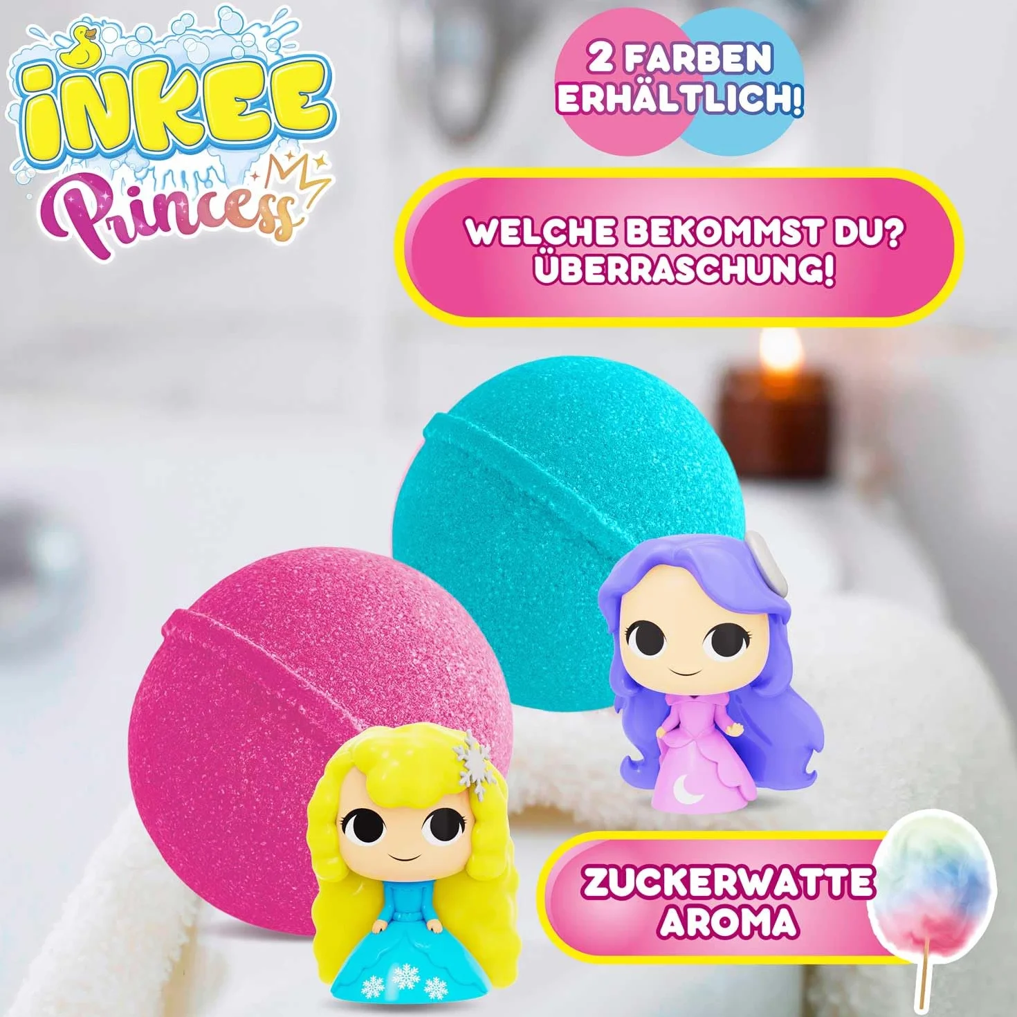 INKEE Bombe de Bain Enfant Princesse avec Surprise Figurine, 100g