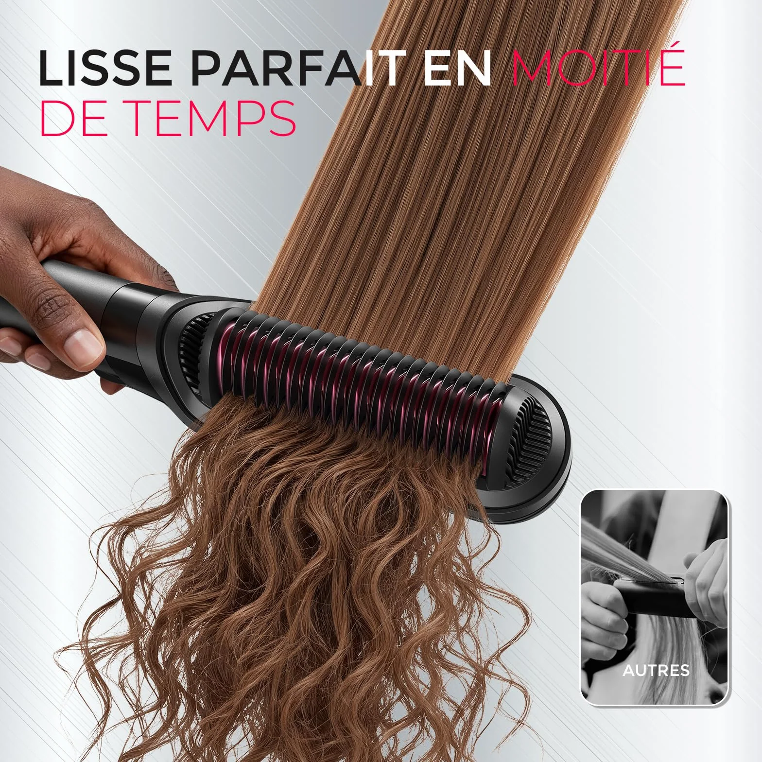 TYMO Lisseur Cheveux Professionnel 2 en 1 Fer à Lisser et Boucleur Brosse Lissante Ionique Anti-Brûlure Anti-Emmêlage
