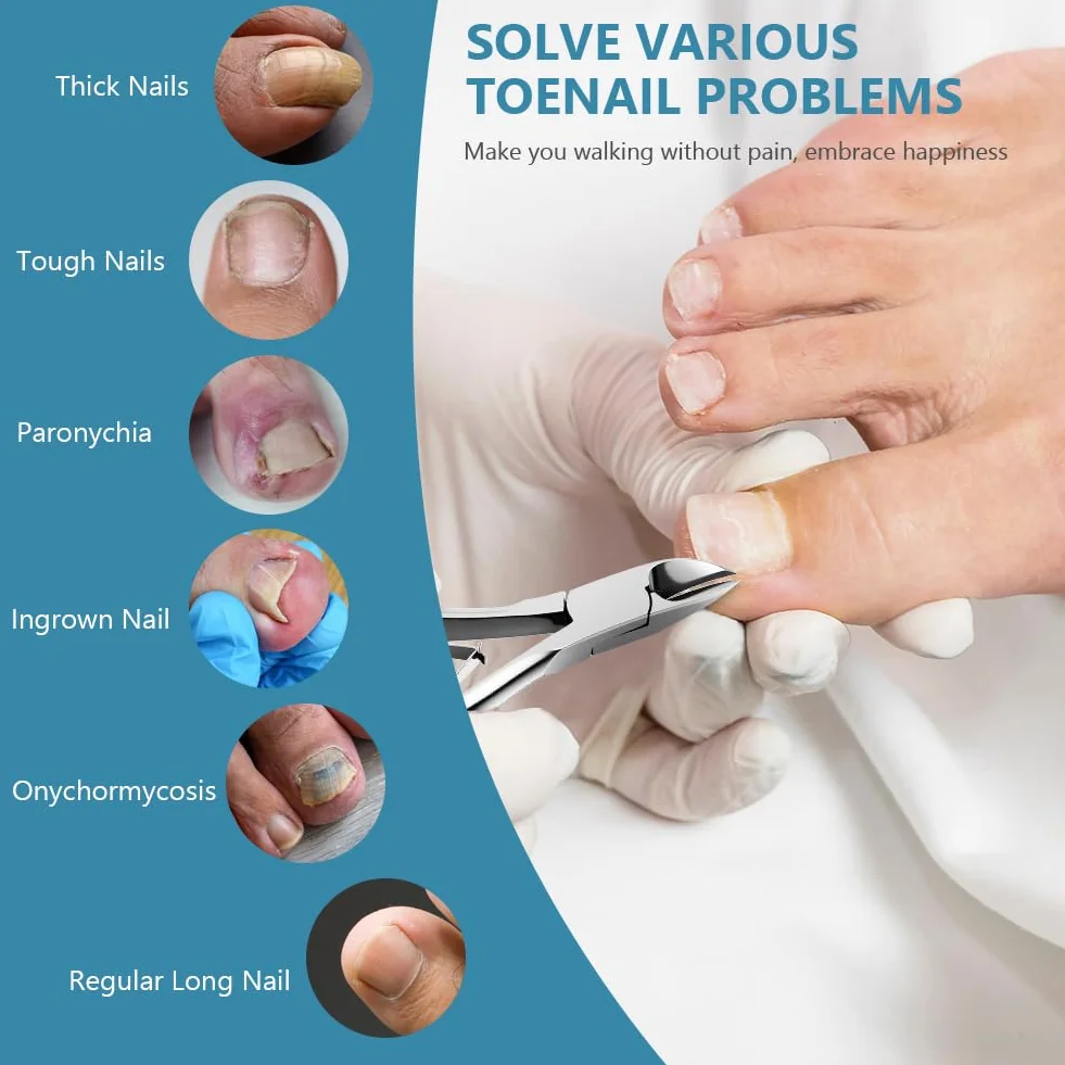 Pince Coupe Ongles Incarné Acier Inoxydable Professionnelle avec Capuchon Plastique Ciseaux Cuticules Ongles Épais