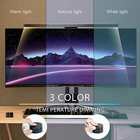 Lampe de Moniteur d'ordinateur pour Moniteur incurvé/Moniteur Plat, Barre Lumineuse de Moniteur d'écran USB de 55 cm avec rétroéclairage RVB, télécommande Tactile sans Fil, Lampe de Bureau à