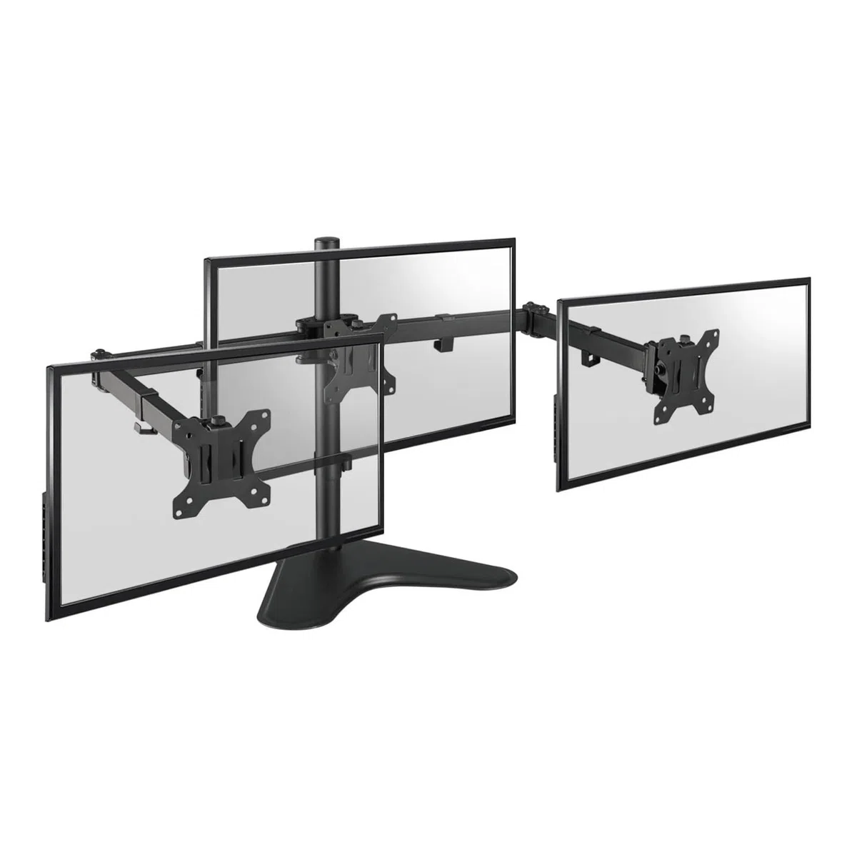 Support de bureau triple pour écrans de 13 à 27", support de bureau réglable avec support conforme à la norme VESA, support ergonomique pour bureau à domicile ou configuration de jeu