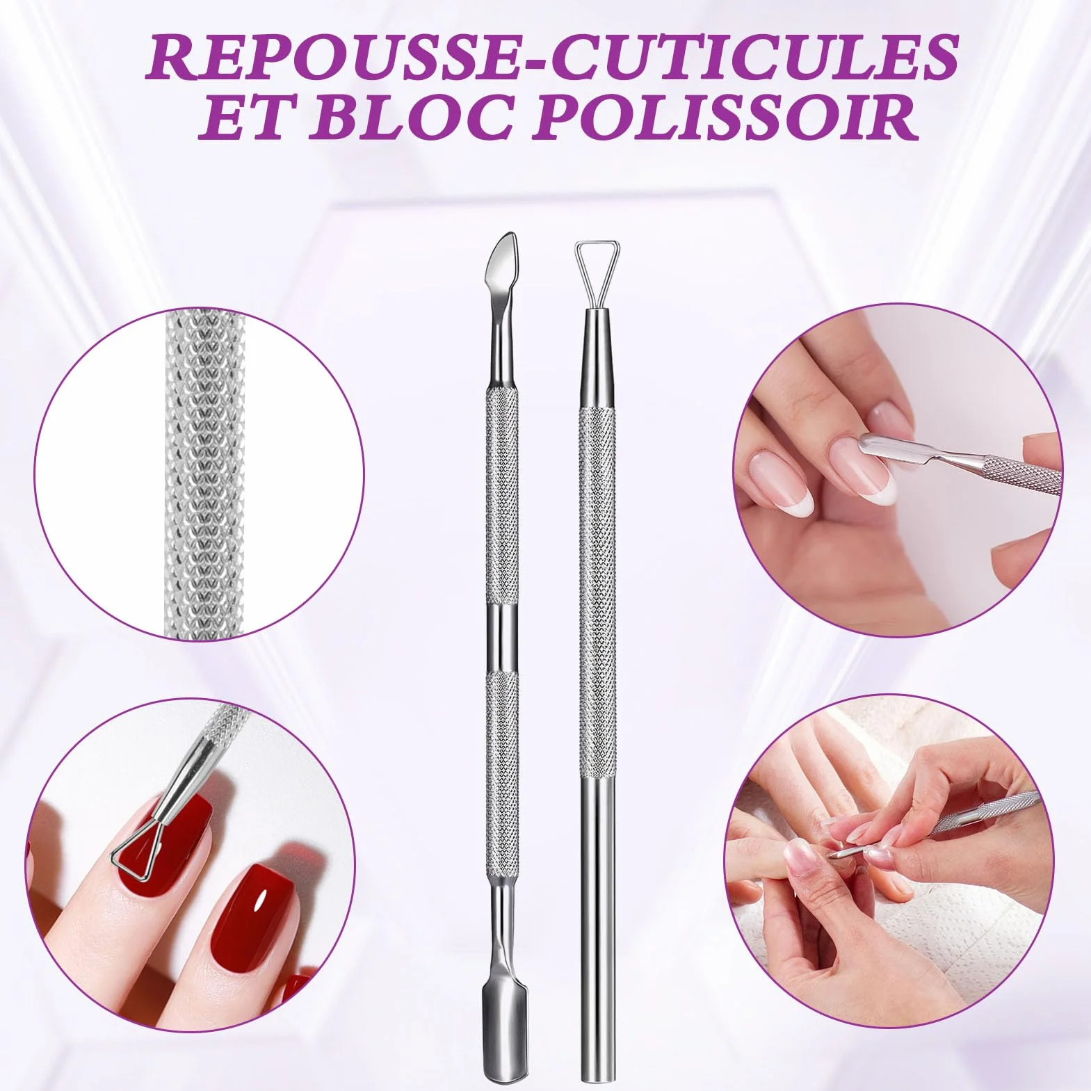 Kit Retrait Vernis Semi Permanent - 10 Pinces Doigts + Grattoir + Poussoir Cuticules + 100x Cotons + Brosse Ongles, Pince Vernis Ongle Semi Permanent