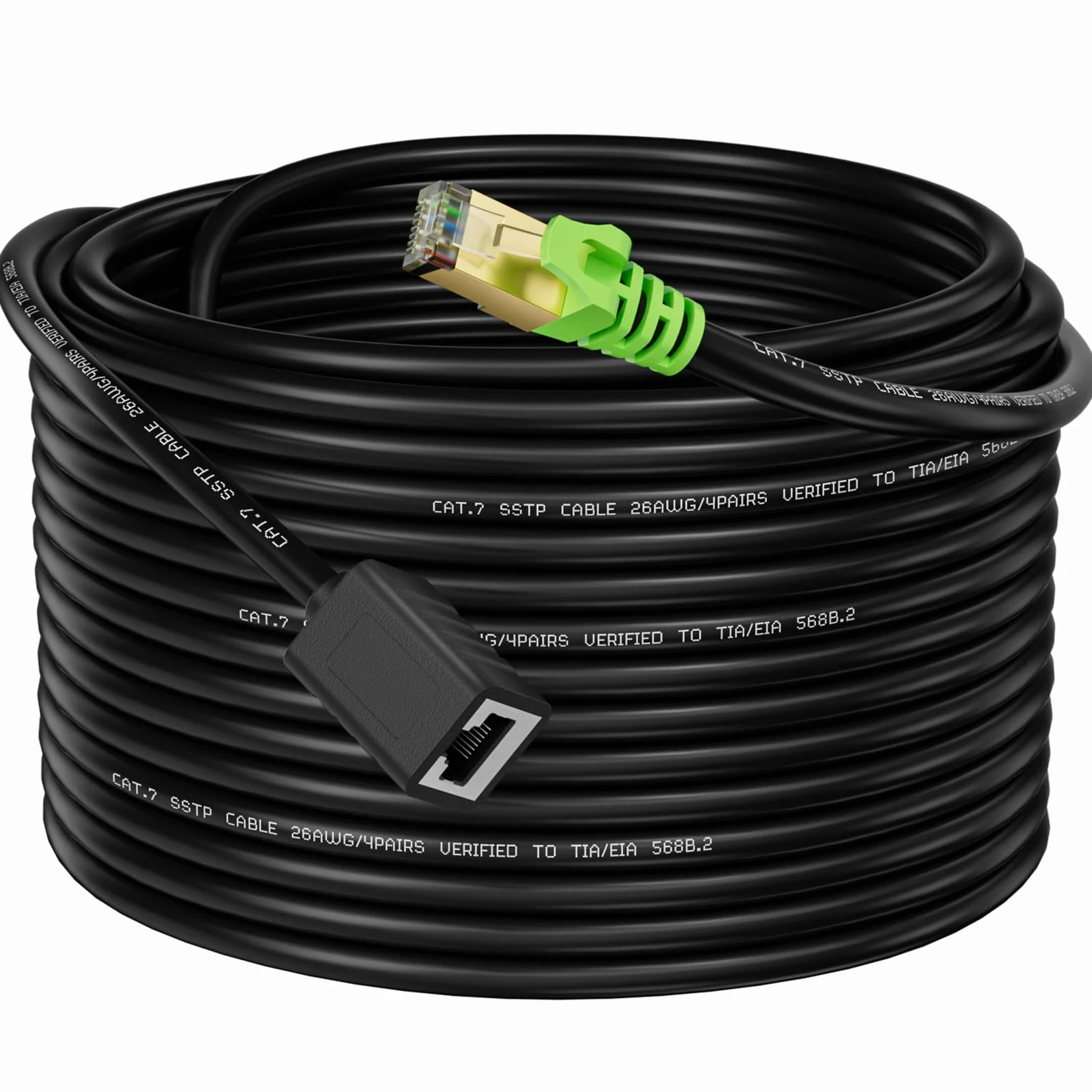 Câble d'extension Ethernet Cat6a de 30,5 m, câble d'extension de raccordement RJ45 blindé mâle vers femelle (30,5 m)
