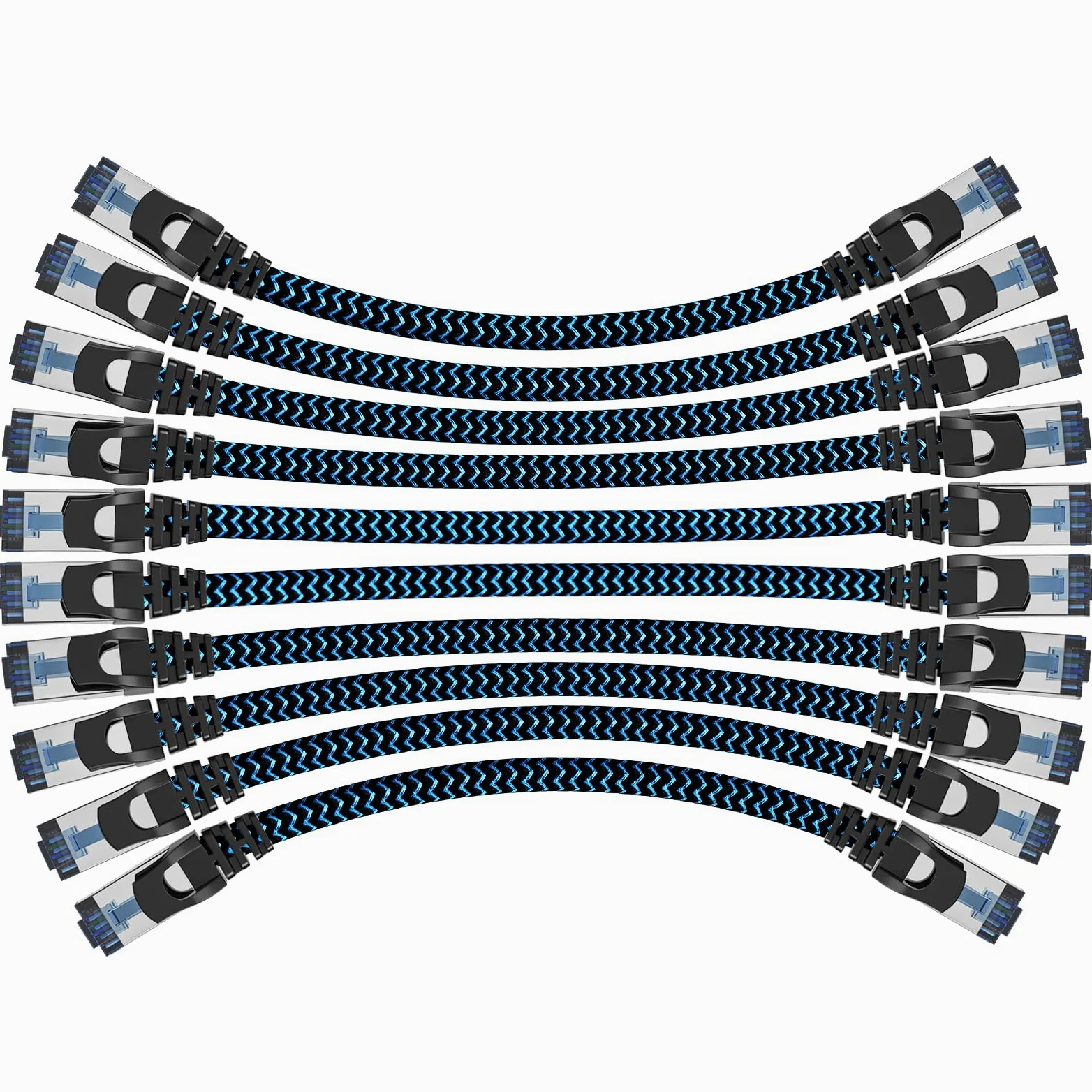 Câble Ethernet Cat 8 3 m 10 Pièces, Réseau RJ45 40Gbps 2000MHz | Cable Ethernet Haut Débit Nylon Tressé Double Blindage Rallonge Ethernet Cat 8 Compatible avec Routeur Modem Décodeur TV