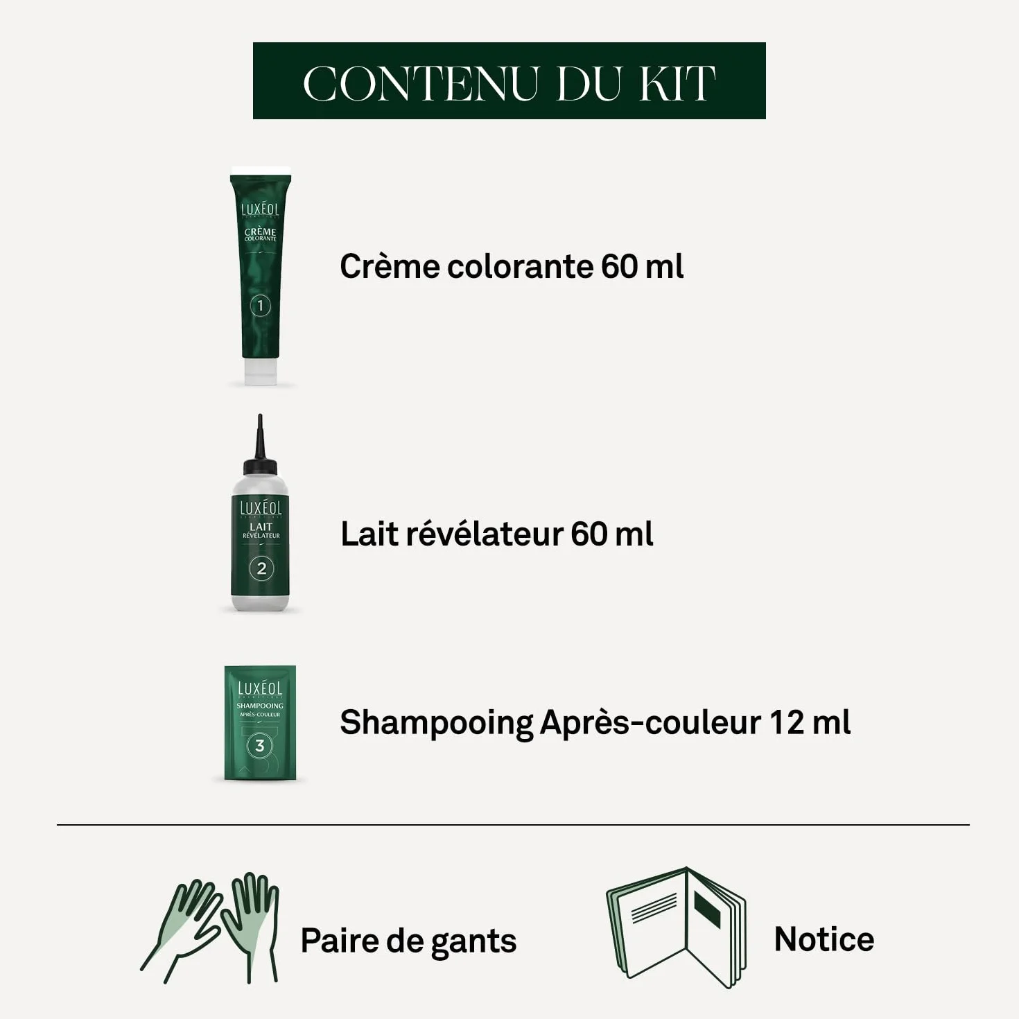 Luxéol Coloration Permanente 1N Noir Ébène Sans Ammoniaque Couvre 100% Cheveux Blancs 60ml