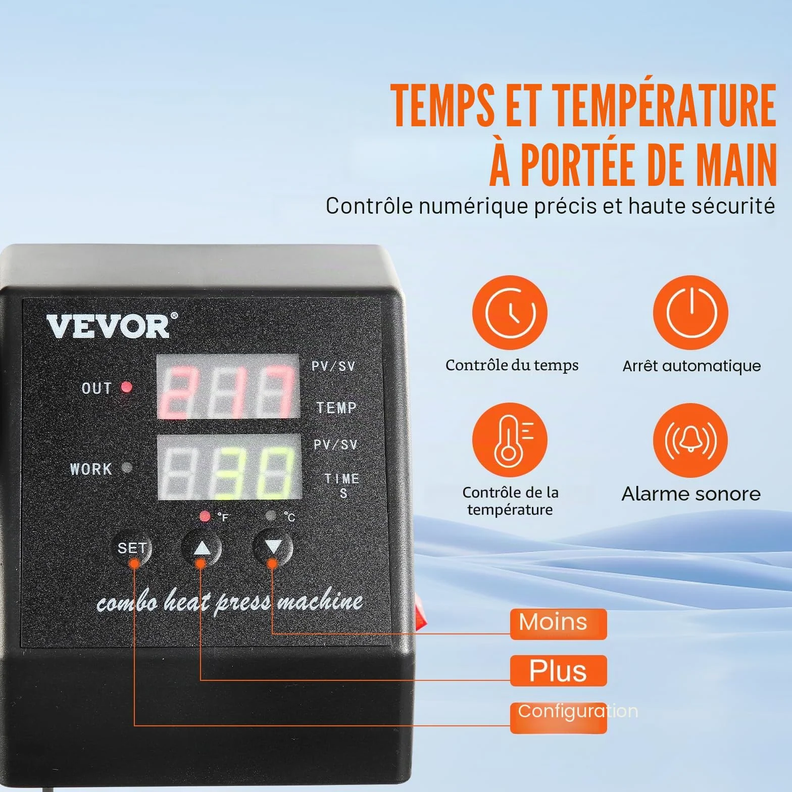 VEVOR Presse à Chaud Numérique 8 en 1, Machine de Sublimation Textile 29x38 cm pour T-shirts Mugs Casquettes Assiettes