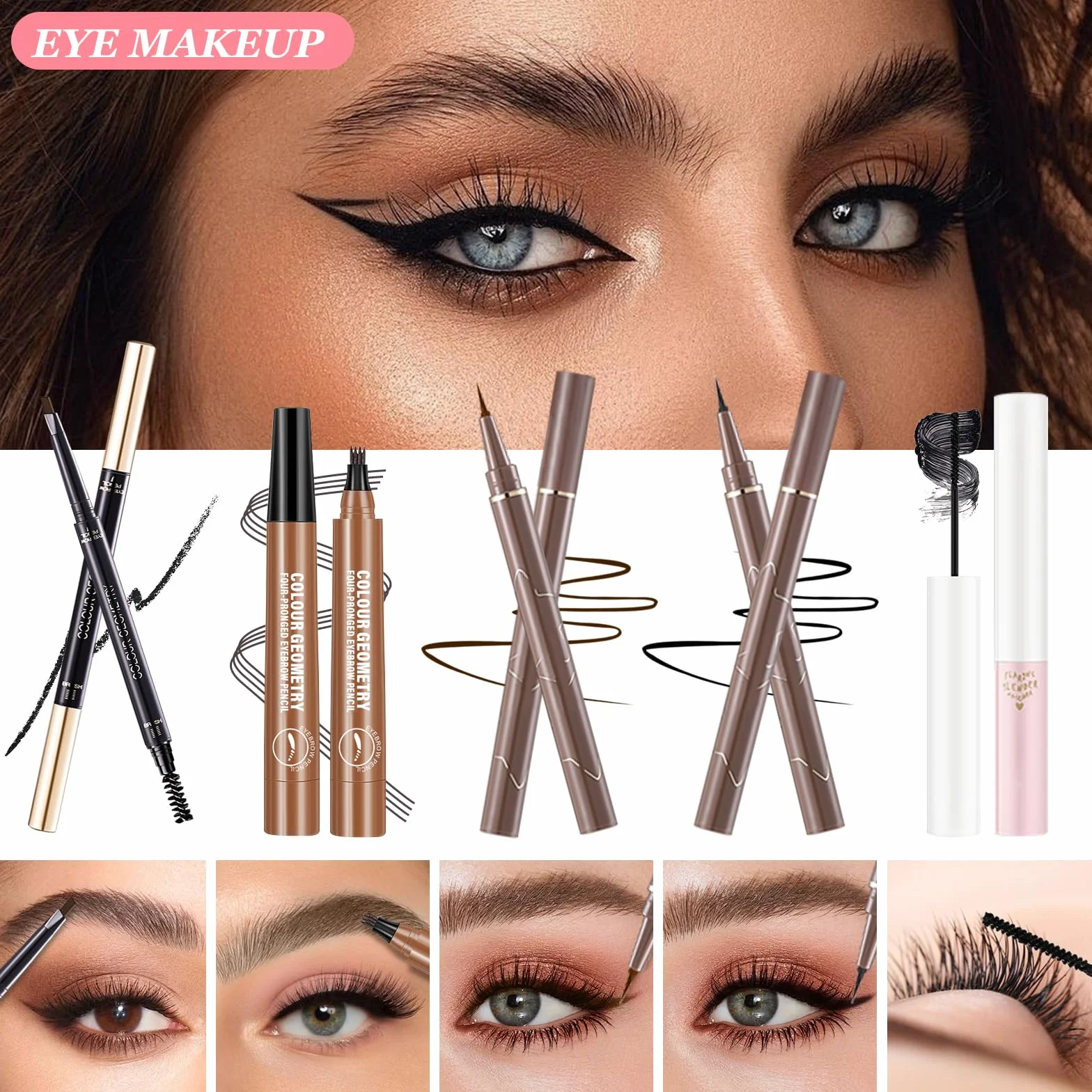 Kit Maquillage Femme, Coffret Cadeau Maquillage avec Palette Yeux Correcteurs Fond Teint Mascara Gloss Lèvres Eyeliner Crayon Sourcil Trousse Voyage