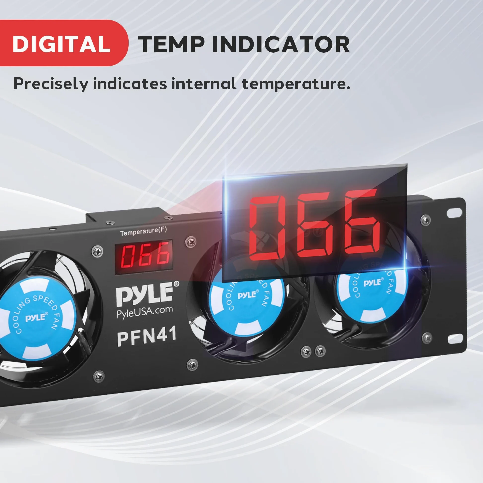 Pyle PFN41 Refroidisseur ventilateur, refroidisseur et radiateur - Ventilateurs, refoidisseurs et radiateurs (Refroidisseur, 8 cm, 4 ventilateur(s), Bleu, Noir, 482,6 mm)