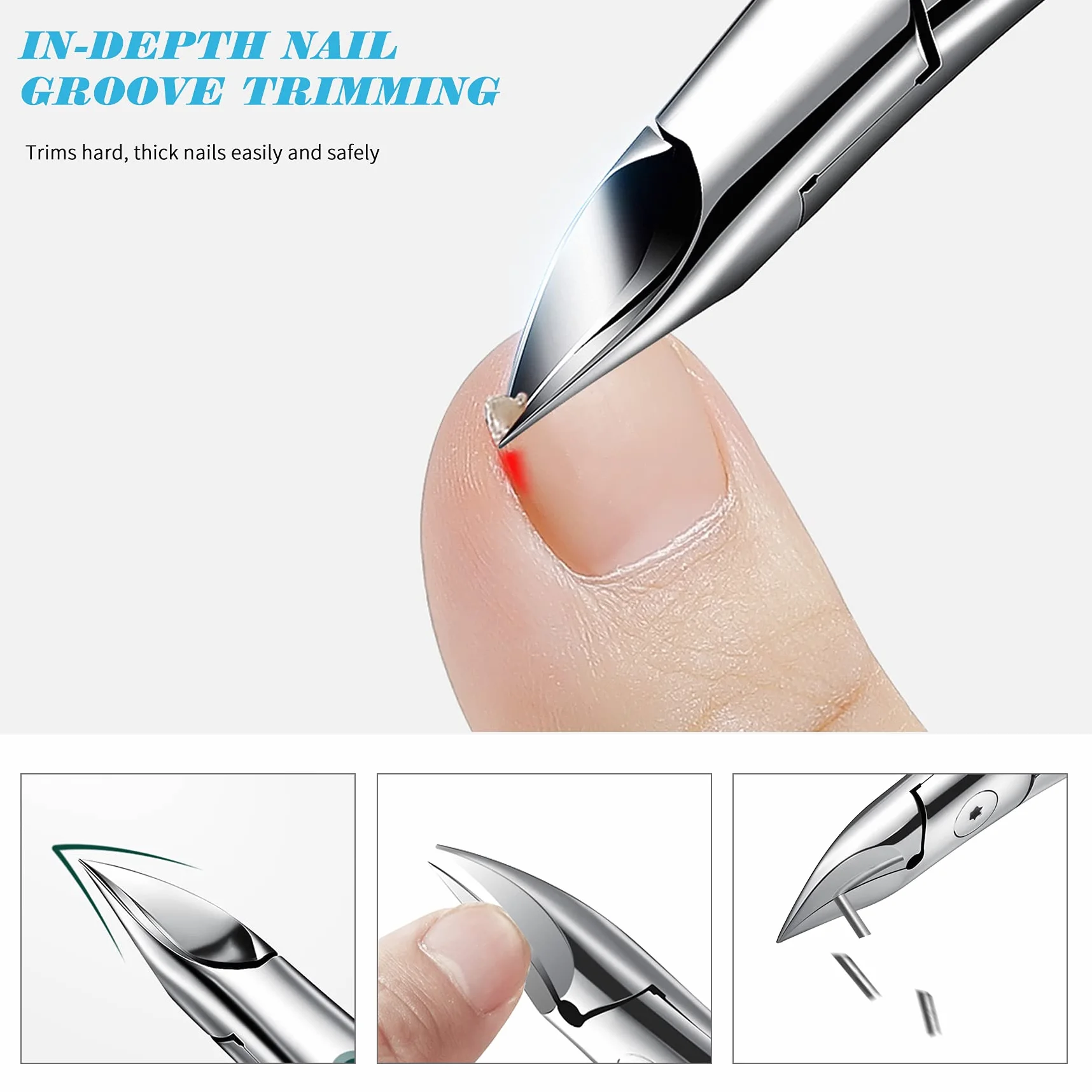 FVION Pince Coupe Ongle Professionnel Acier Inoxydable Poignée Souple Précision Ongles Incarné