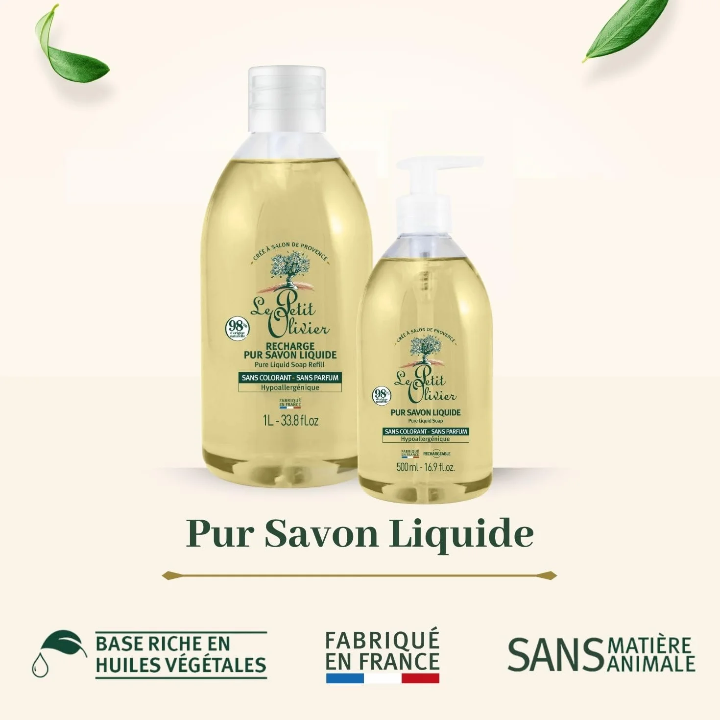 LE PETIT OLIVIER Pur Savon Liquide Hypoallergénique sans Parfum 500ml