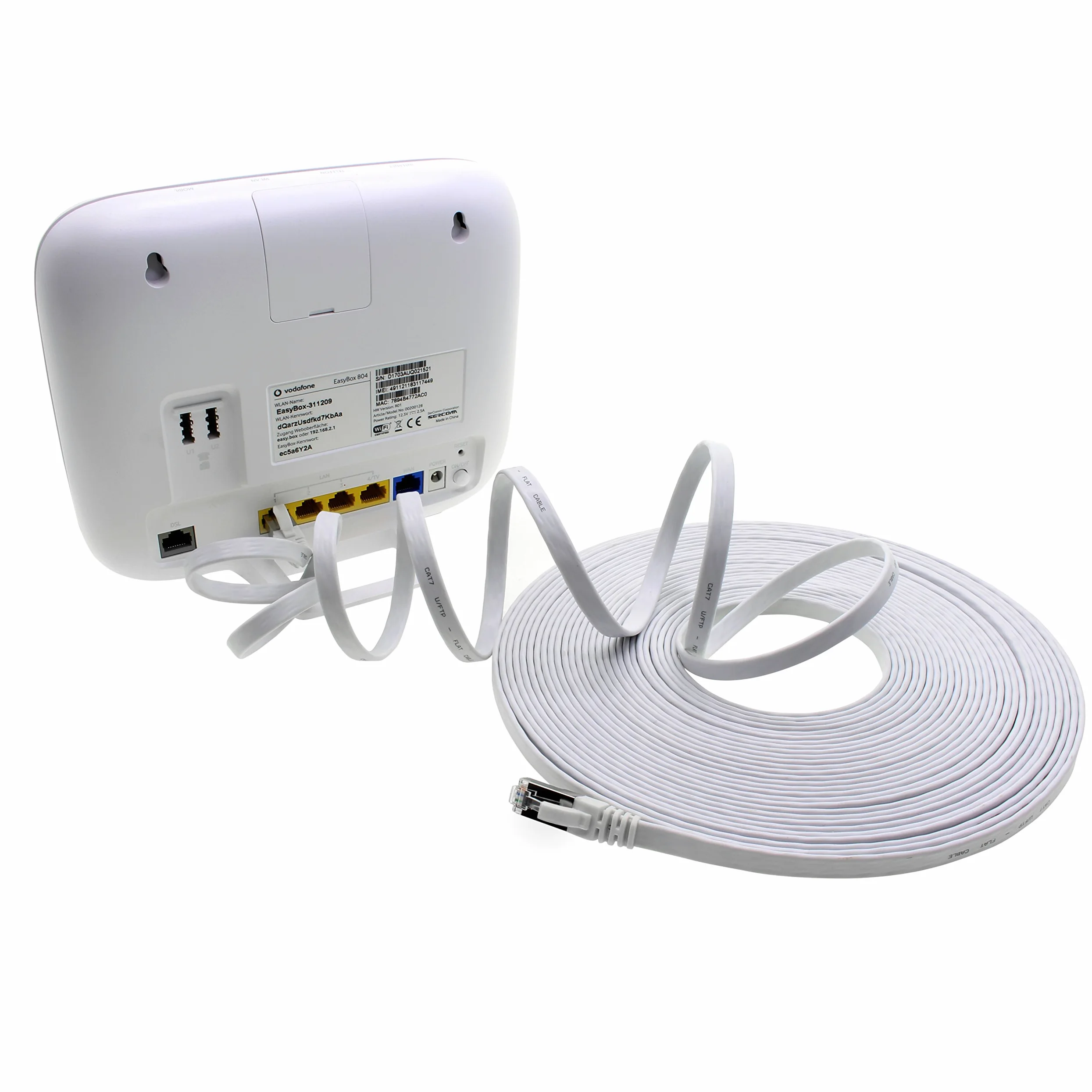 7,5 m - 7 couleurs - 7 pièces Câble réseau plat Cat7 Câble brut Cat 7 Câble ruban Gigabit Lan (10 Gbit/s) Câble d'installation Câble de raccordement plat mince Prise Rj 45 Cat6a