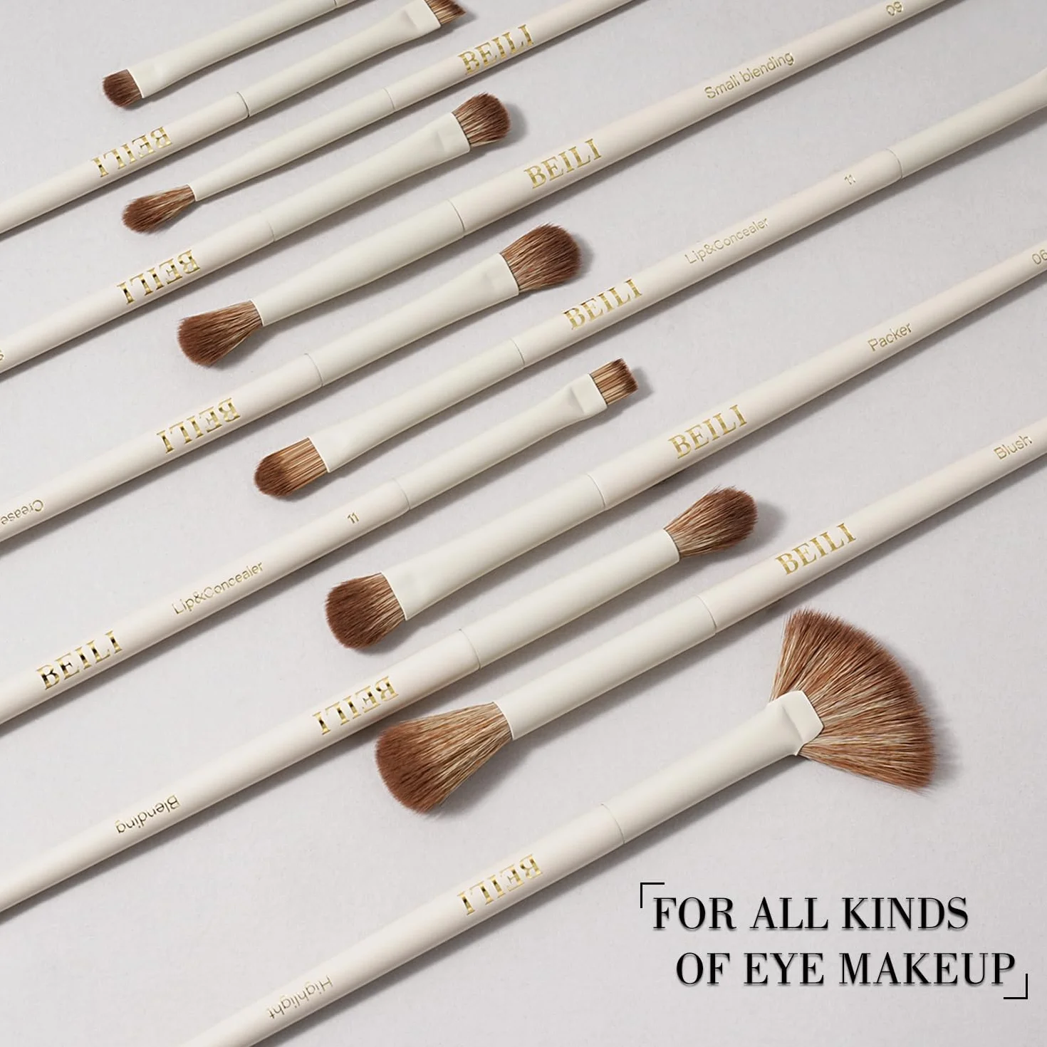 BEILI Pinceaux de Maquillage 15 PCS Set Professionnel Vegan Fond de Teint Fard à Paupières Correcteur Eyeliner