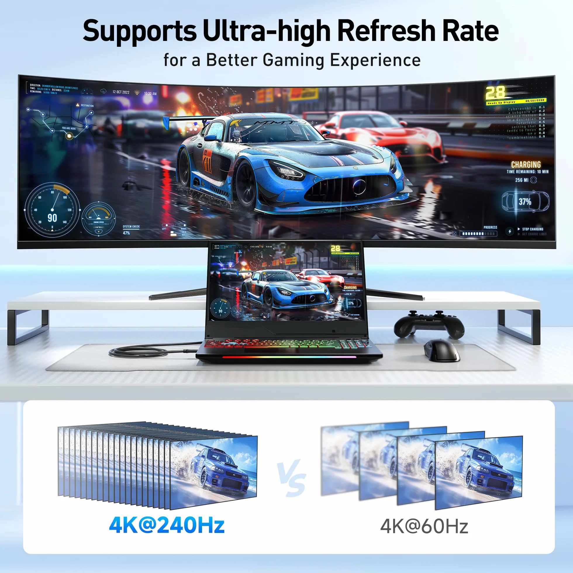 Cable Matters Câble USB C DisplayPort 1.4 1.8m 8K@60Hz 4K@240Hz Thunderbolt 4 vers DisplayPort Noir
